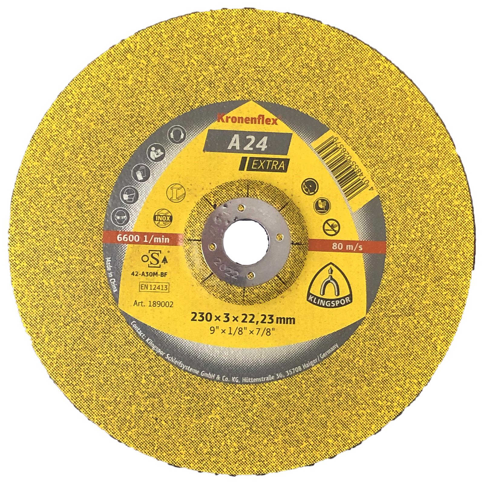 Klingspor Cutting Disc 230mm x 3mm Cut Off Wheel Metal A24 Extra Depressed