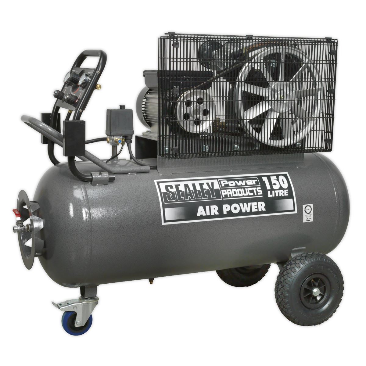 Sealey Premier Industrial Air Compressor 150L Belt Drive 3hp with Front Control Panel