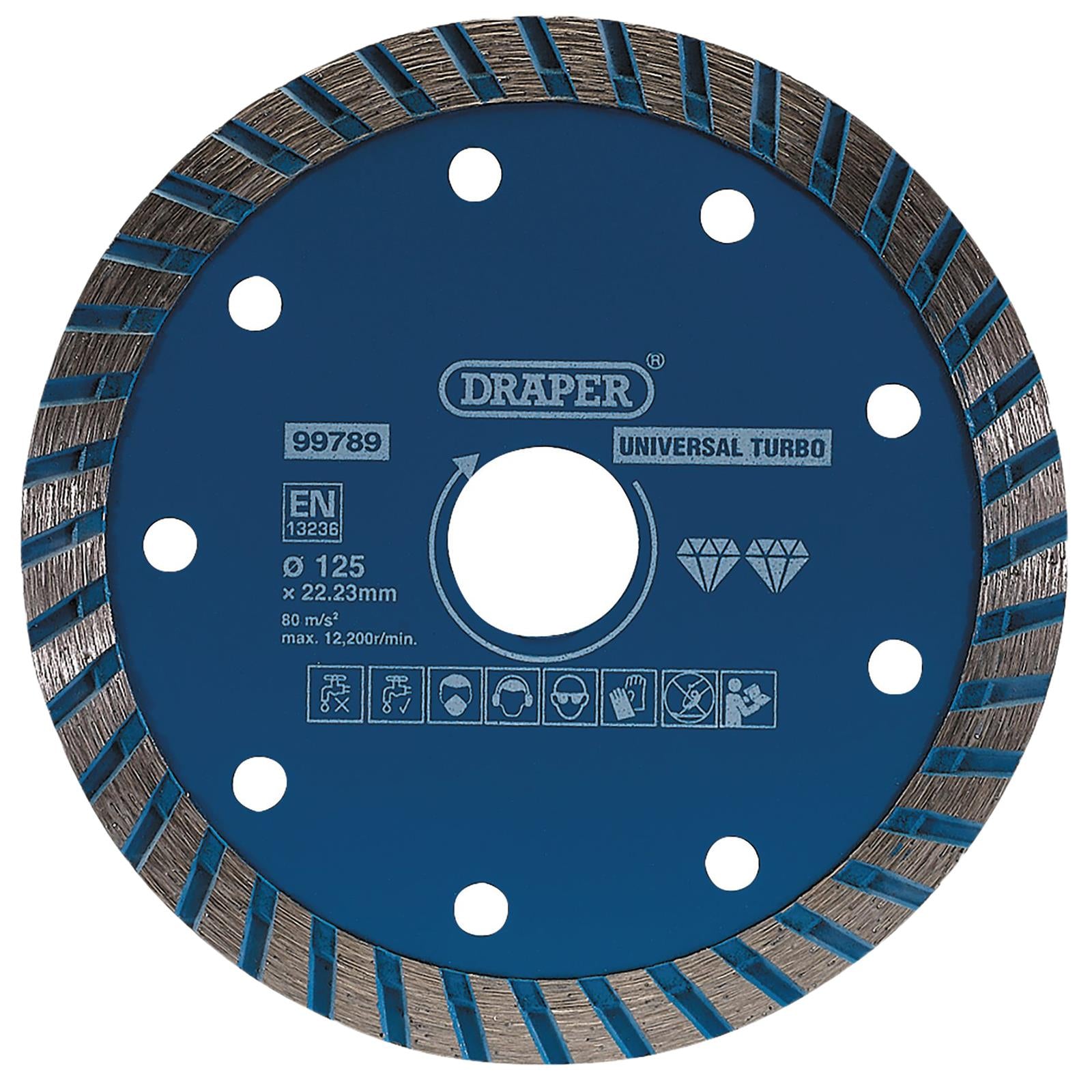 Draper Turbo Diamond Cutting Blade 125mm for Granite Marble Stone