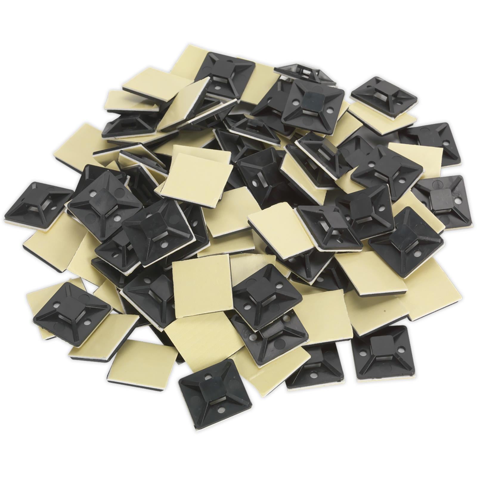 Sealey Cable Tie Mount Self Adhesive 30 x 30mm Black Pack of 100