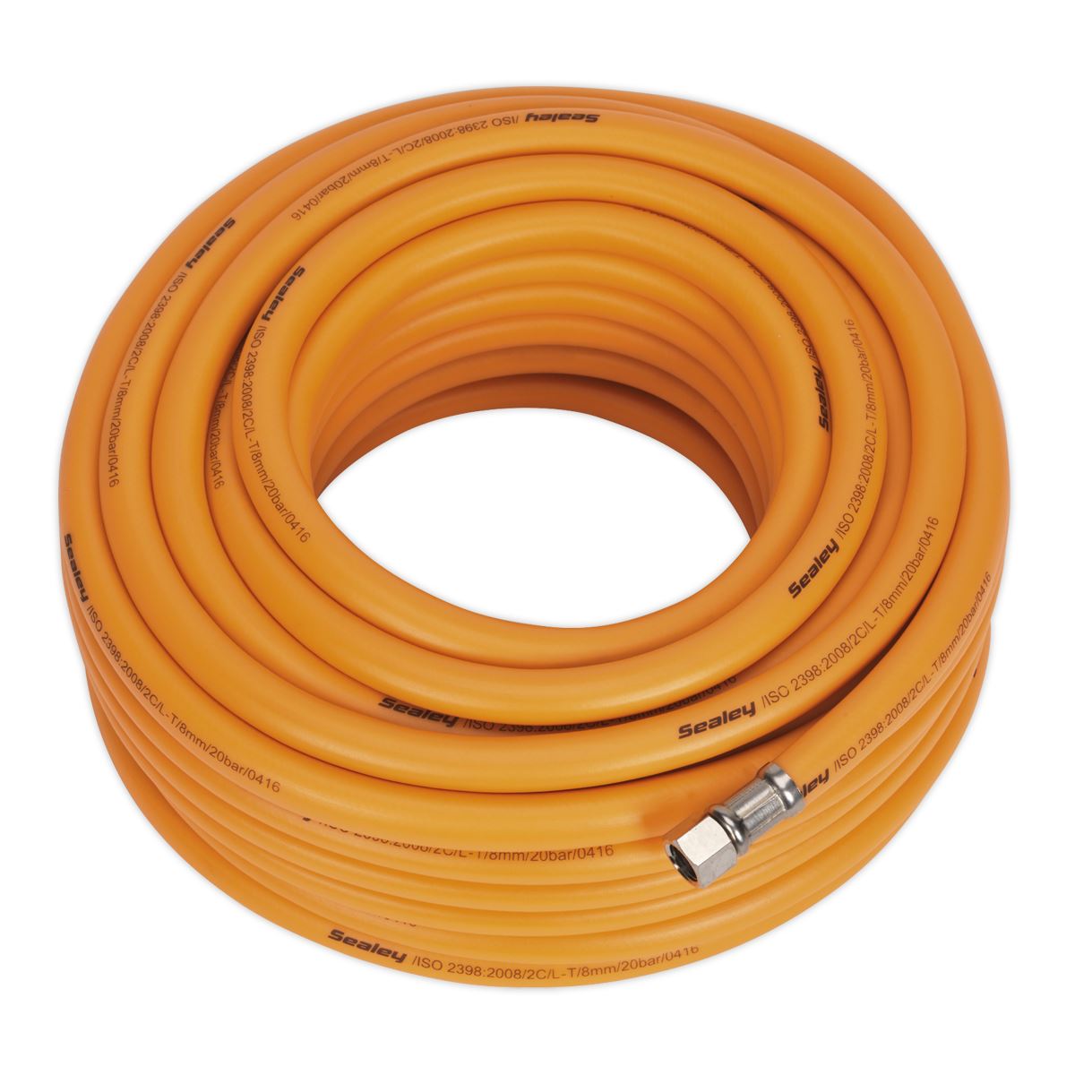 Sealey 20m x Ø8mm High Visibility Hybrid Air Hose 1/4" BSP Unions