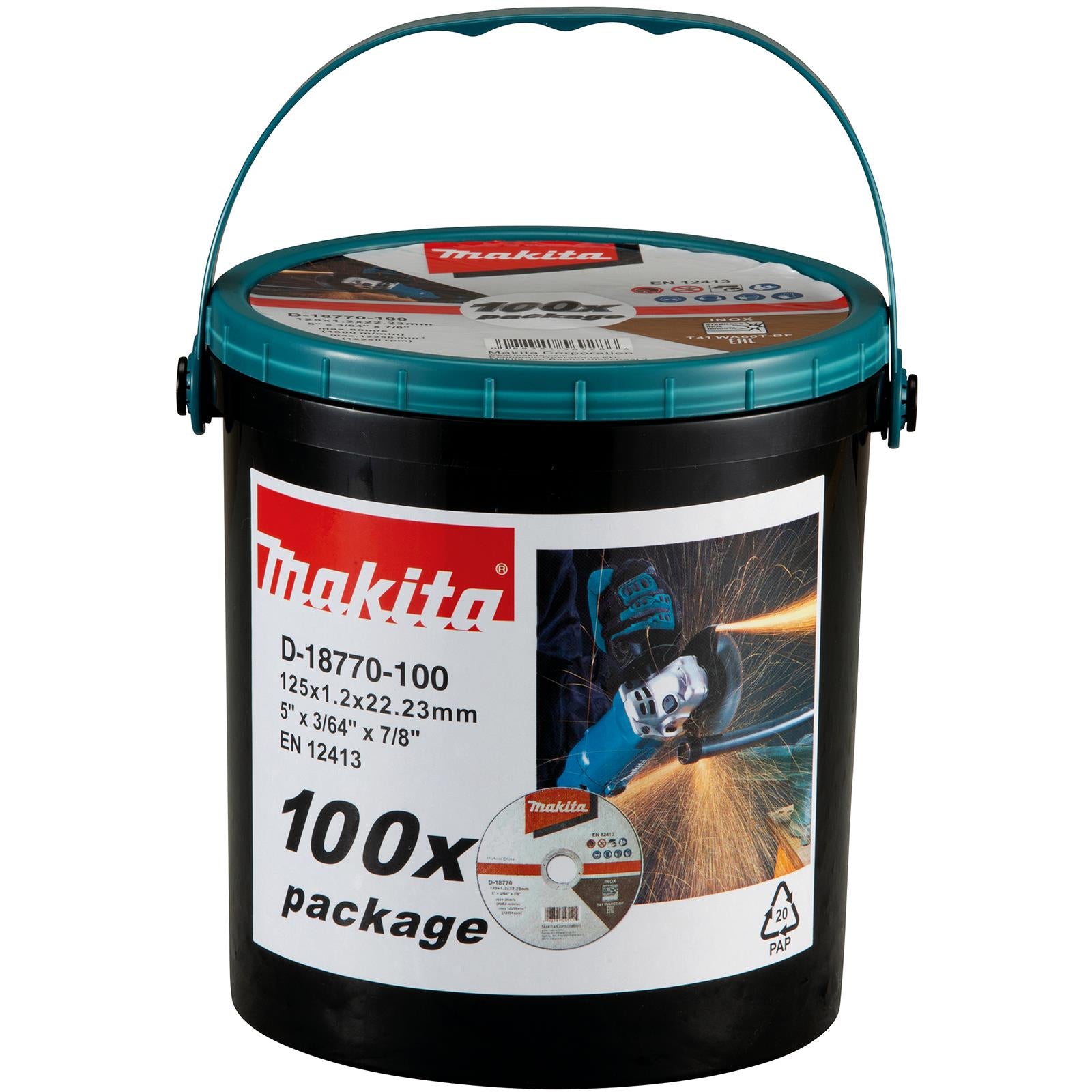 Makita Cutting Discs Slitting Cut Off Wheel for Angle Grinder 125mm x 1.2mm 100 Piece Bucket