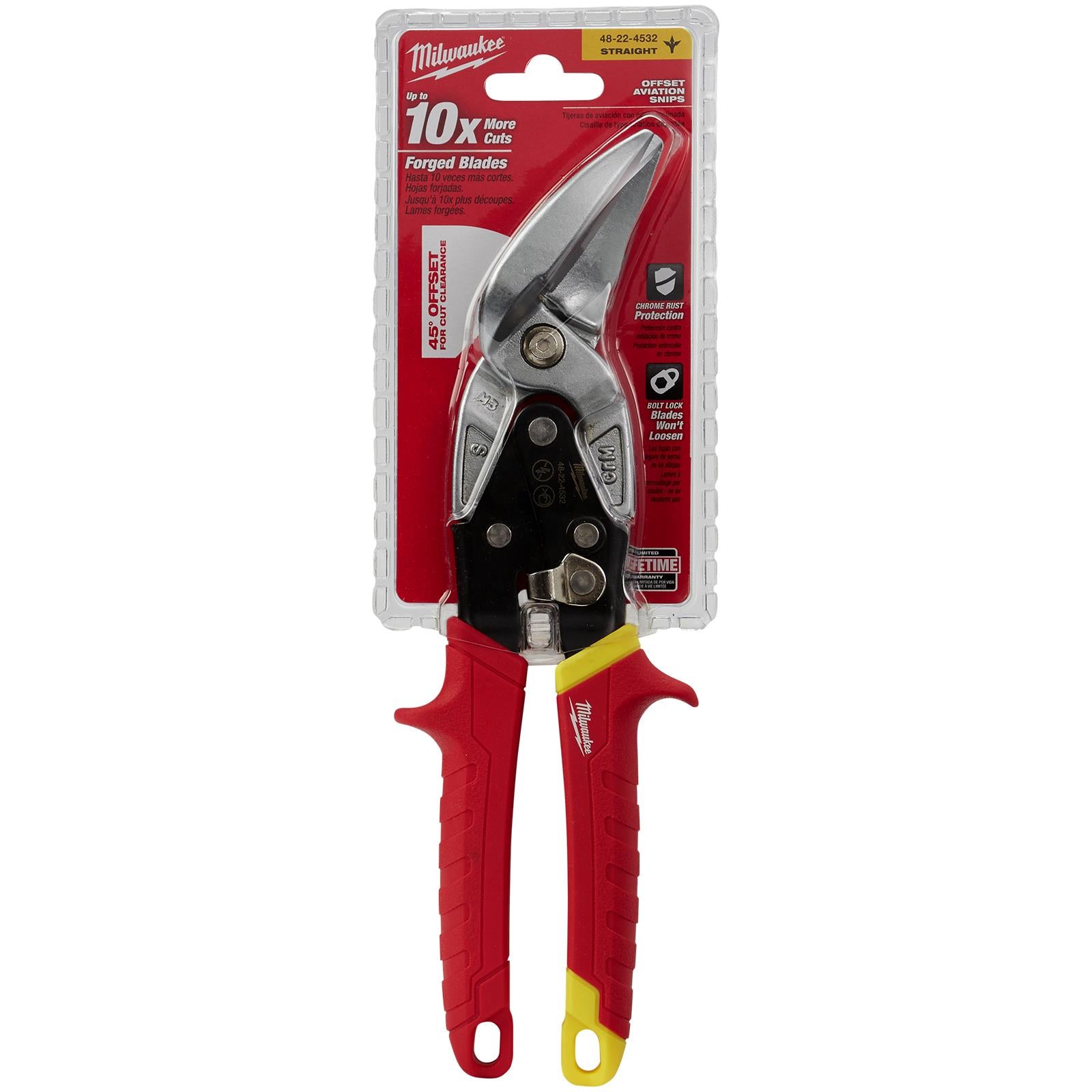 Milwaukee Metal Aviation Snips Straight Cut Offset 260mm