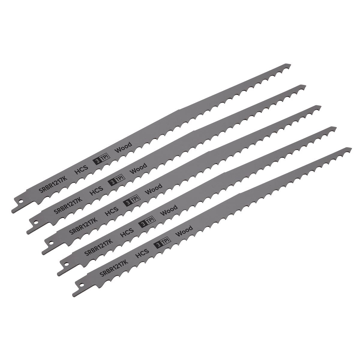 Sealey Reciprocating Saw Blade Pruning & Coarse Wood 300mm 3tpi - Pack of 5