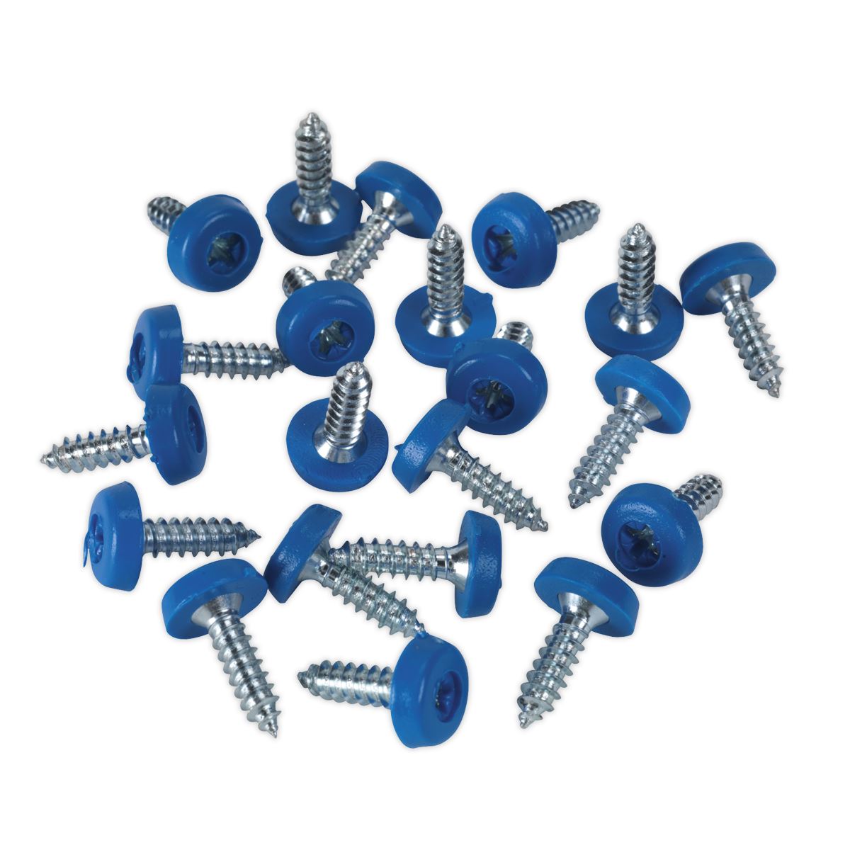 Sealey Numberplate Screw Plastic Enclosed Head 4.8 x 18mm Blue Pack of 50