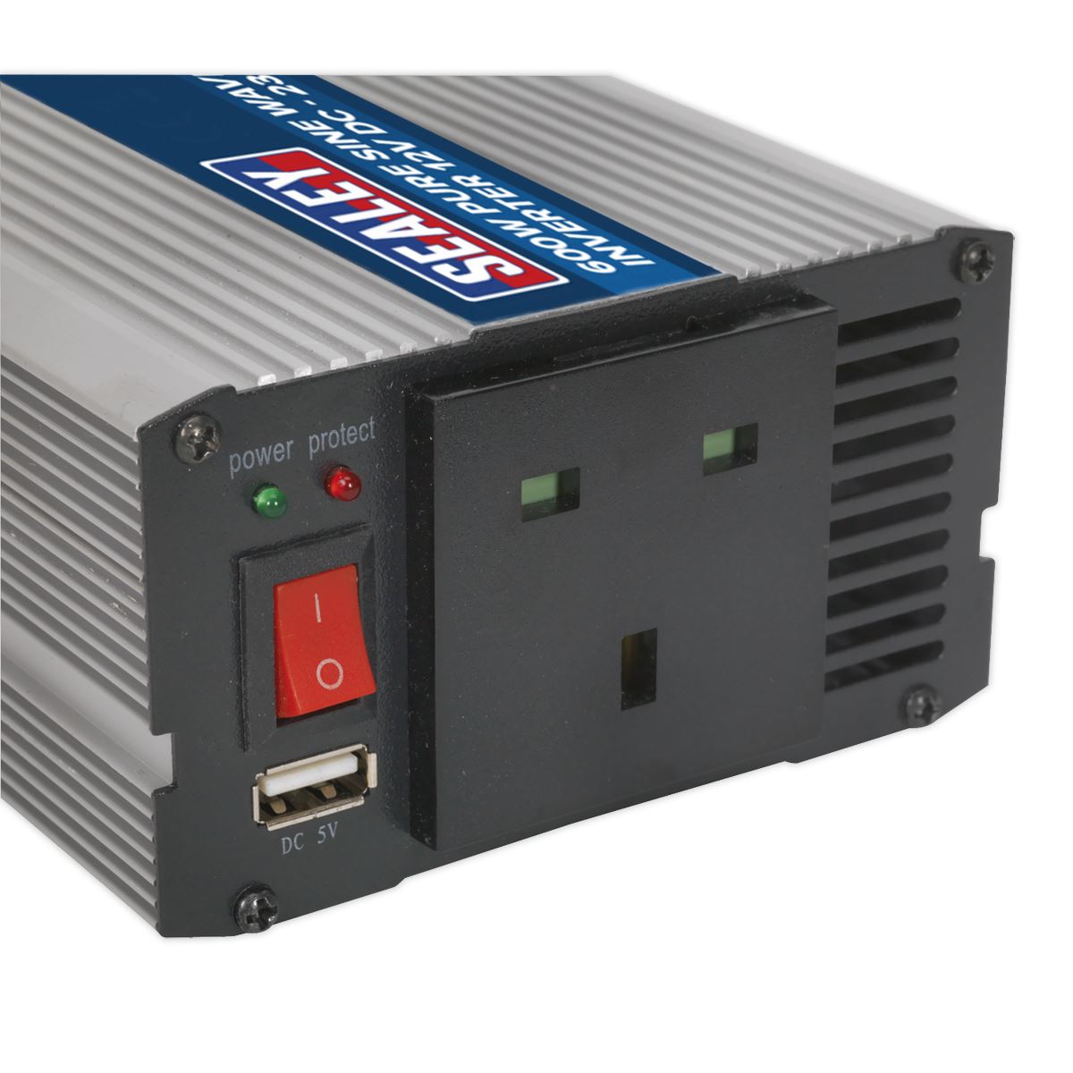 Sealey Power Inverter Pure Sine Wave 600W 12V DC - 230V ~ 50Hz