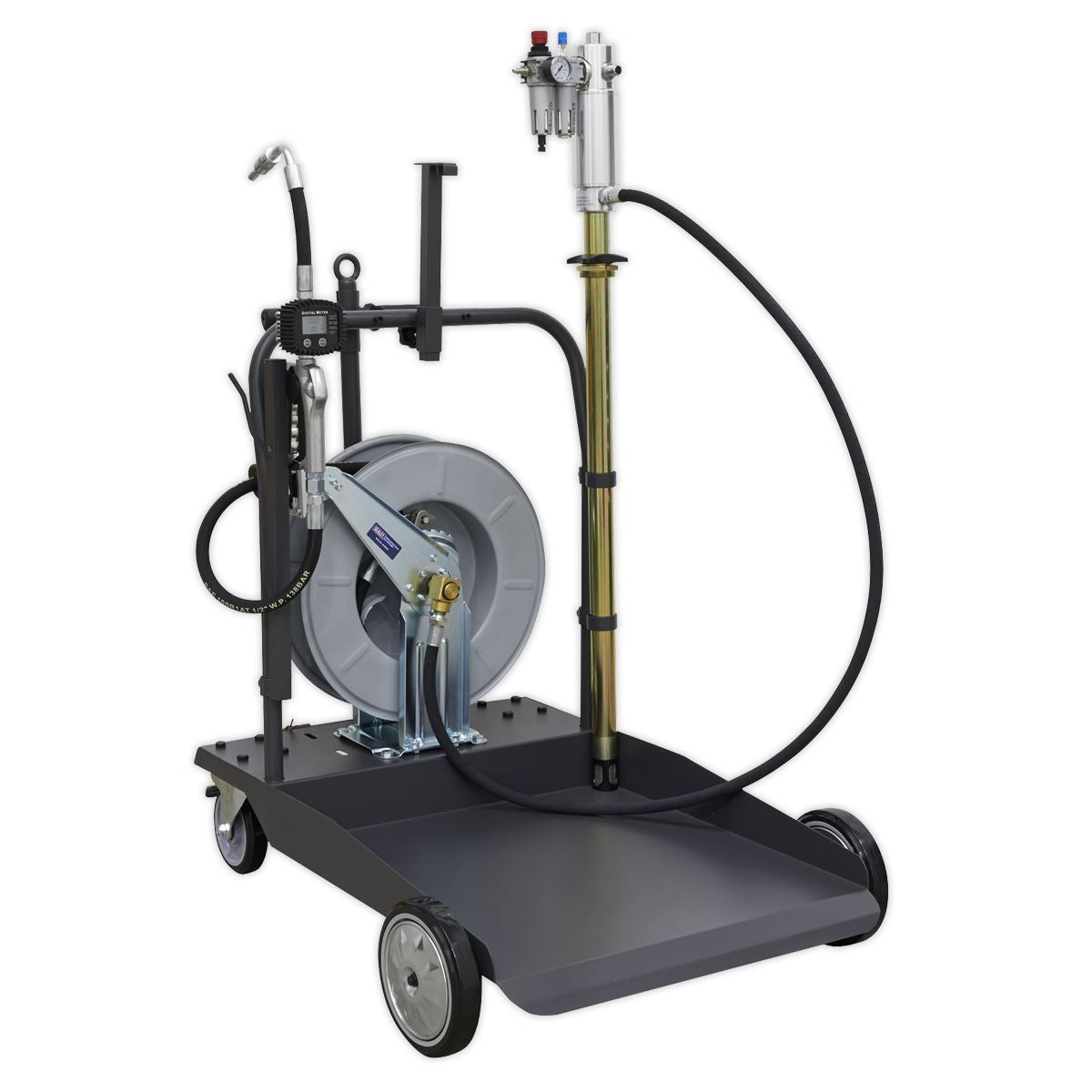 Sealey Oil Dispensing System Air Operated with 10m Retractable Hose Reel