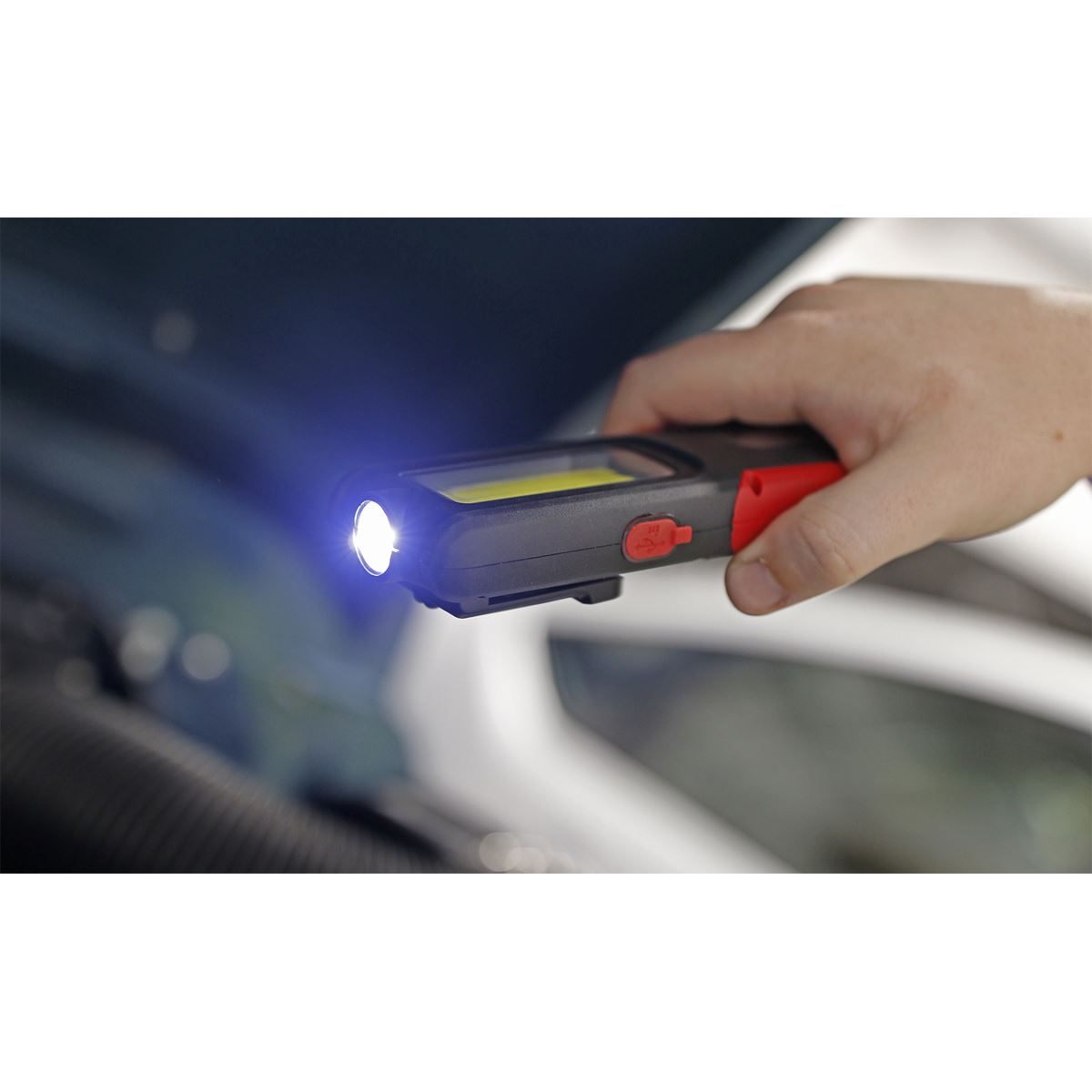 Sealey Rechargeable Inspection Light 5W COB & 3W SMD LED with Power Bank - Red