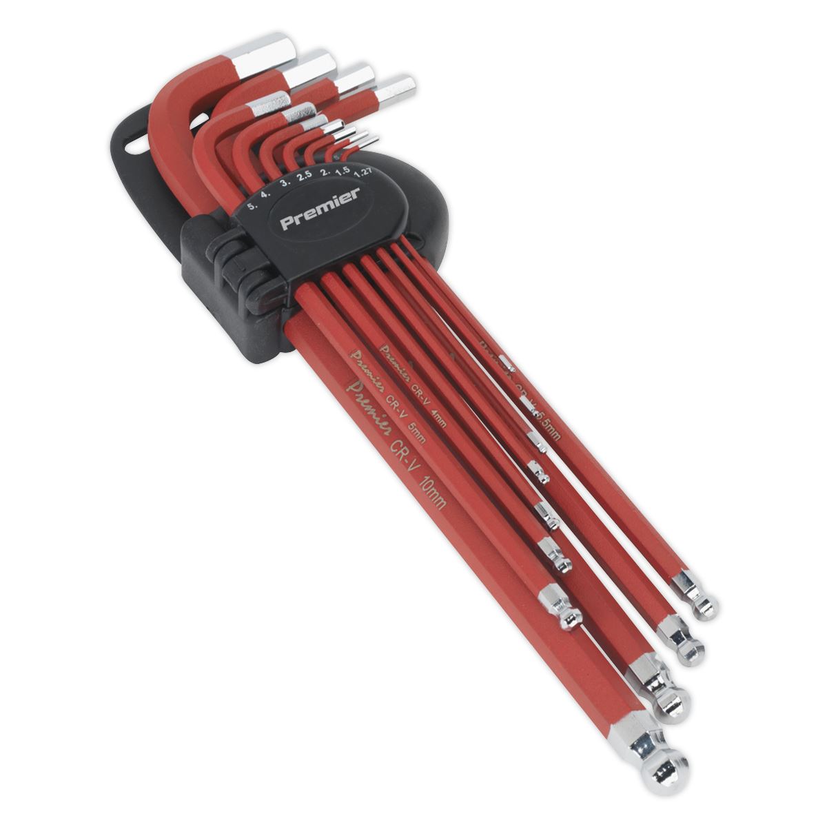 Sealey Premier 11 Piece Anti-Slip Ball End Hex Key Set Metric Extra Long Allen