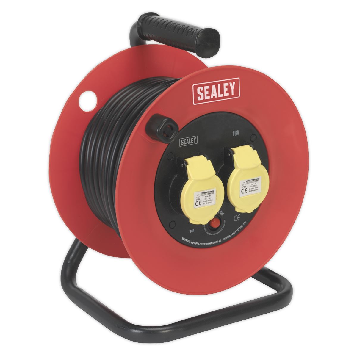 Sealey Cable Reel 25m 2 x 110V 1.5mm² Heavy-Duty Thermal Trip