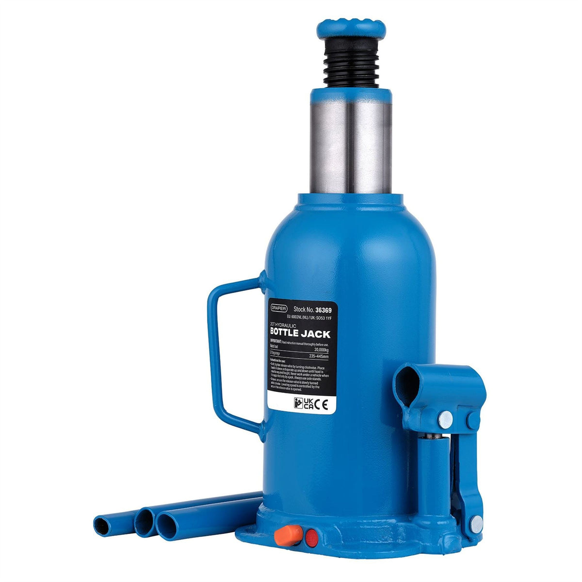 Draper Hydraulic Bottle Jack 20 Tonne 36369  White Rose Tools