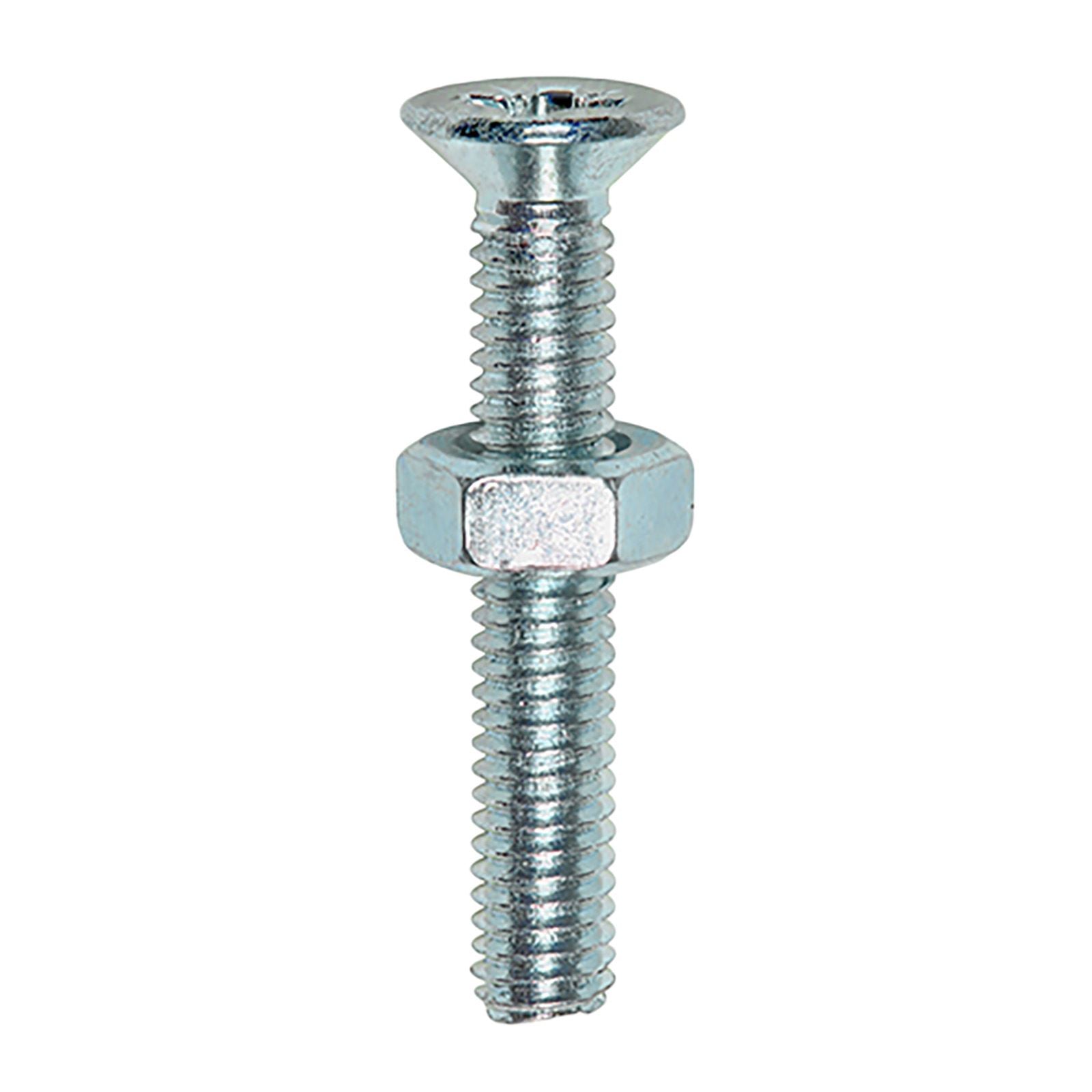 TIMCO Machine Screws Countersunk with Hex Nut Pozi Head Zinc - Choose Size