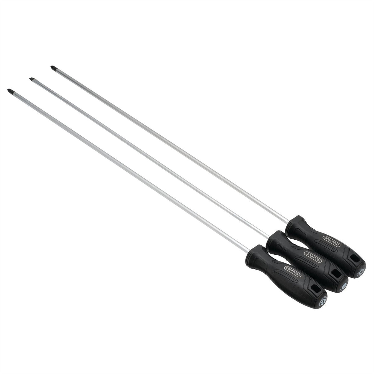 Draper Long Reach Hard Grip Screwdriver Set (3 Piece) 13580  White Rose Tools
