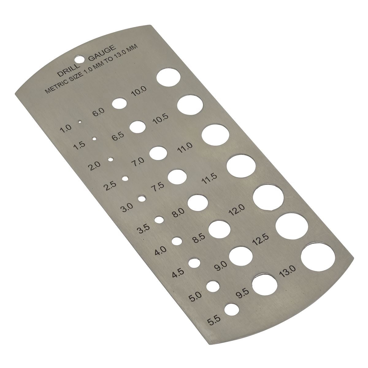 Sealey Drill Gauge Metric 1-13mm Stainless Steel Size Guide 