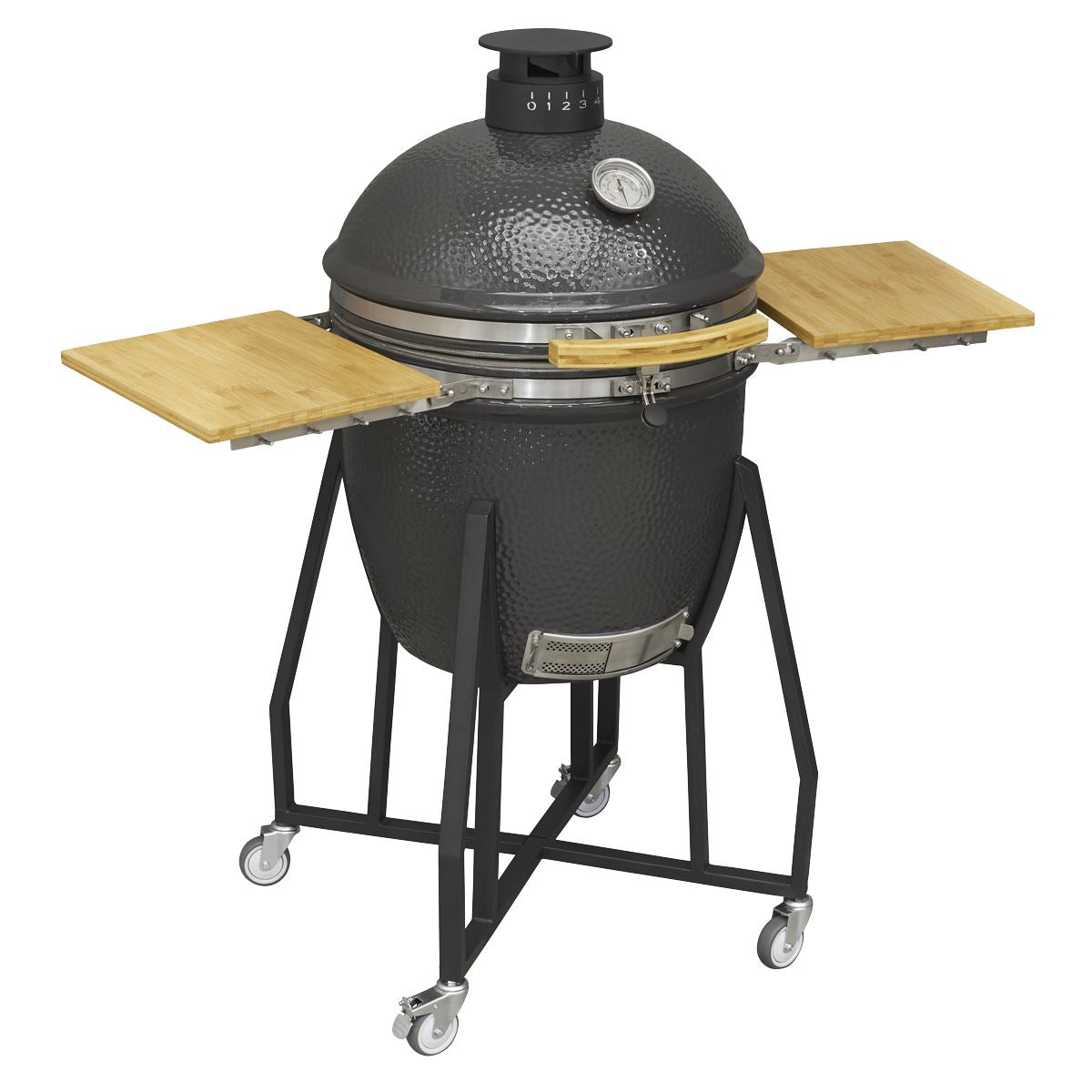 Dellonda Deluxe 22"(56cm) Ceramic Kamado Style BBQ Grill/Oven/Smoker, Supplied with Wheeled Stand