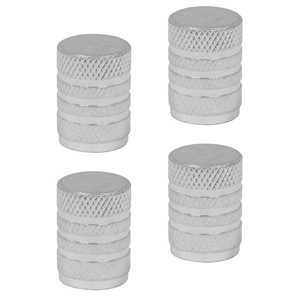 Sealey Aluminium Valve Cap 4pc - Silver Anodised