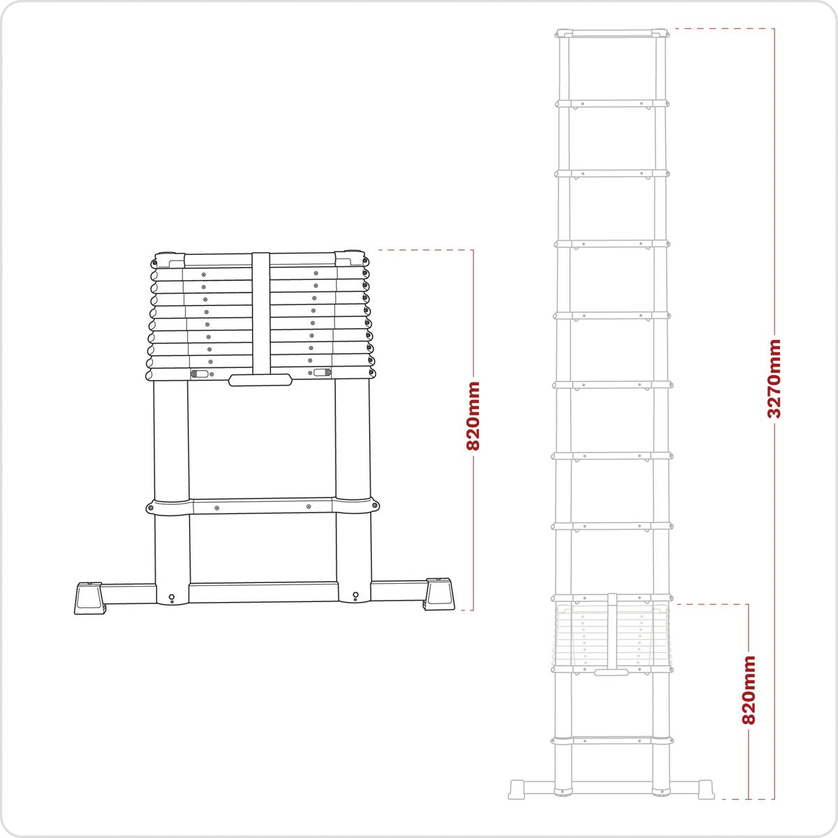 Sealey Aluminium Telescopic Ladder 11-Tread EN 131 