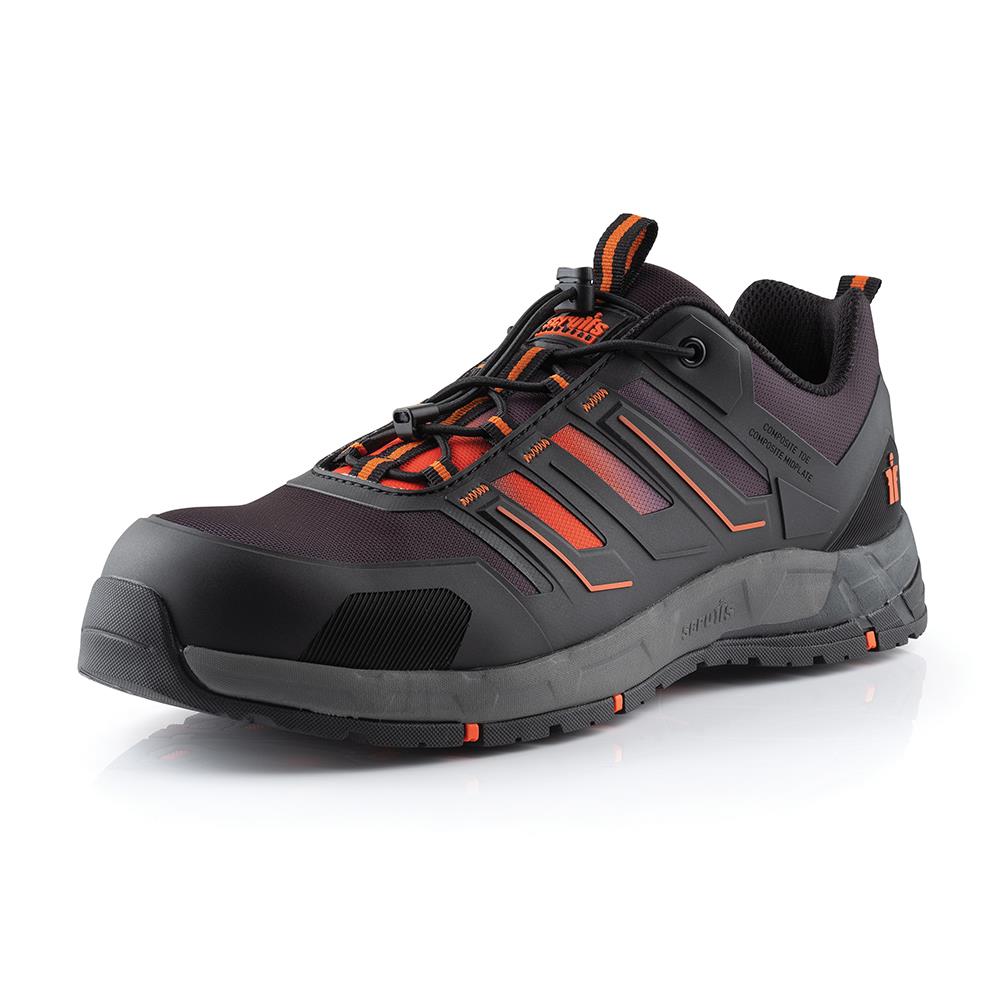 Scruffs Air Safety Trainers Black / Orange - Choose Size