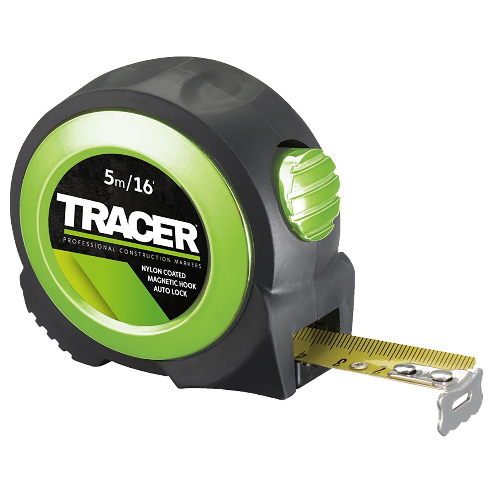 TRACER Tape Measure 5m Auto Lock Nylon Coated and Large Magnetic Hook 
