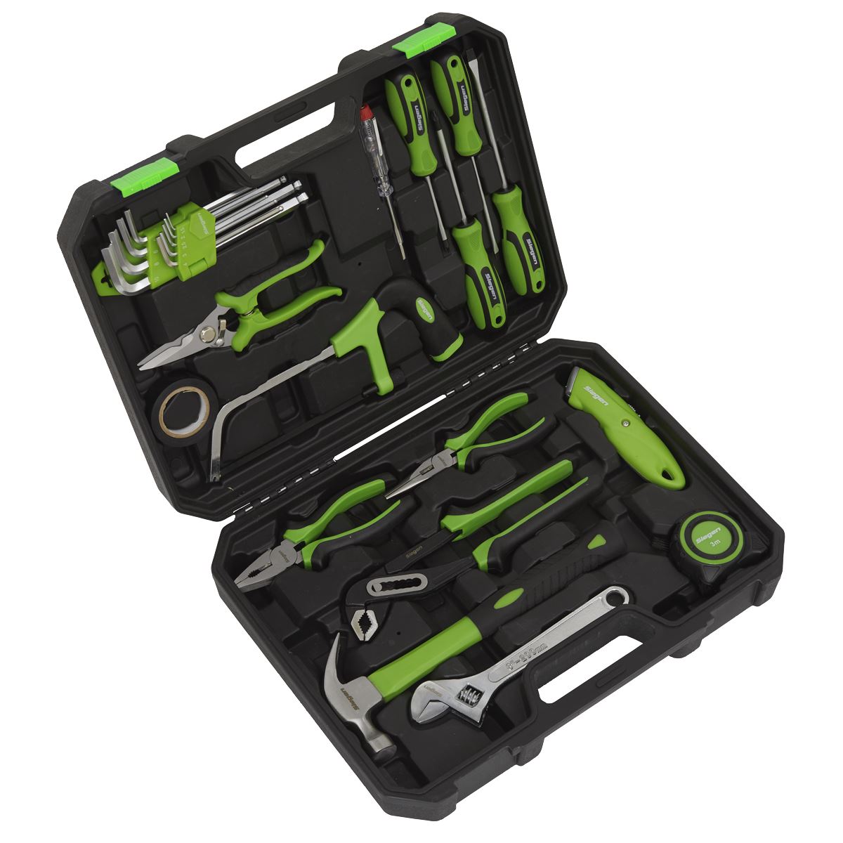 Siegen by Sealey Tool Kit 24 Piece Hammer Hacksaw Pliers Hex Keys Screwdrivers