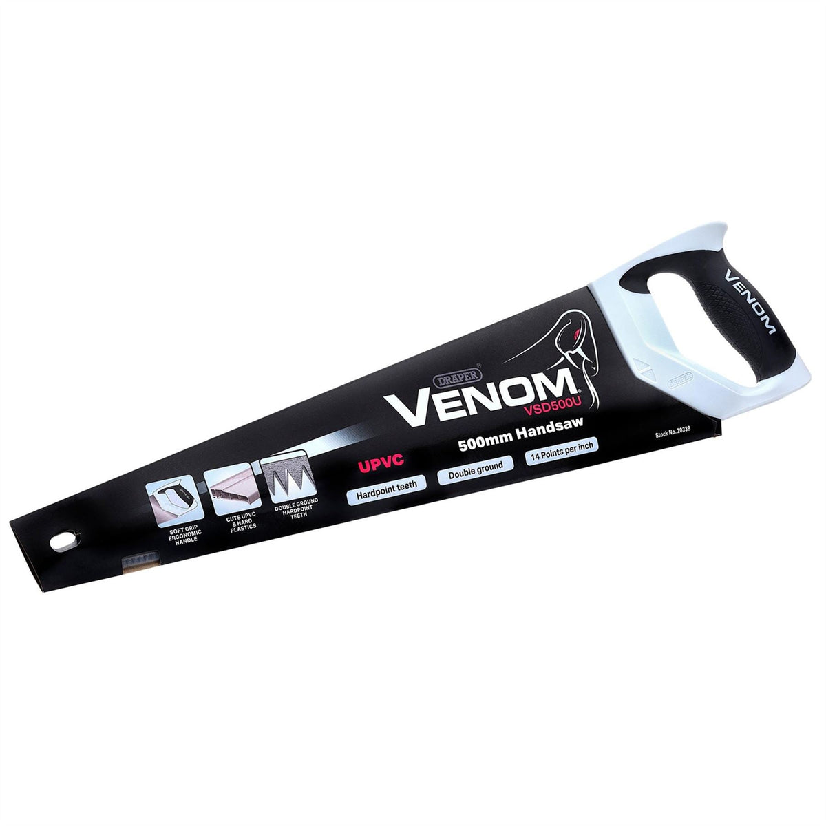 Draper Venom® UPVC Handsaw 500mm 13tpi/14ppi 20338  White Rose Tools