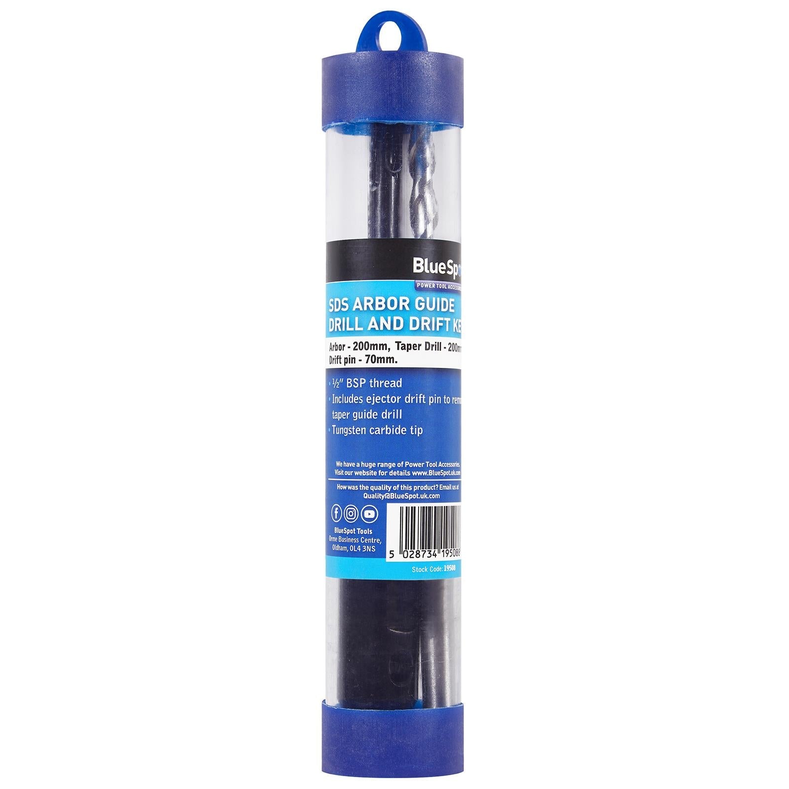 BlueSpot SDS Arbor Guide Drill And Drift Key 1/2" BSP Thread 