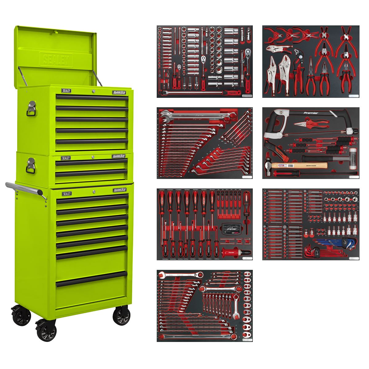 Sealey Superline Pro Superline PRO® Tool Chest Combination 14 Drawer with 446pc Tool Kit - Green