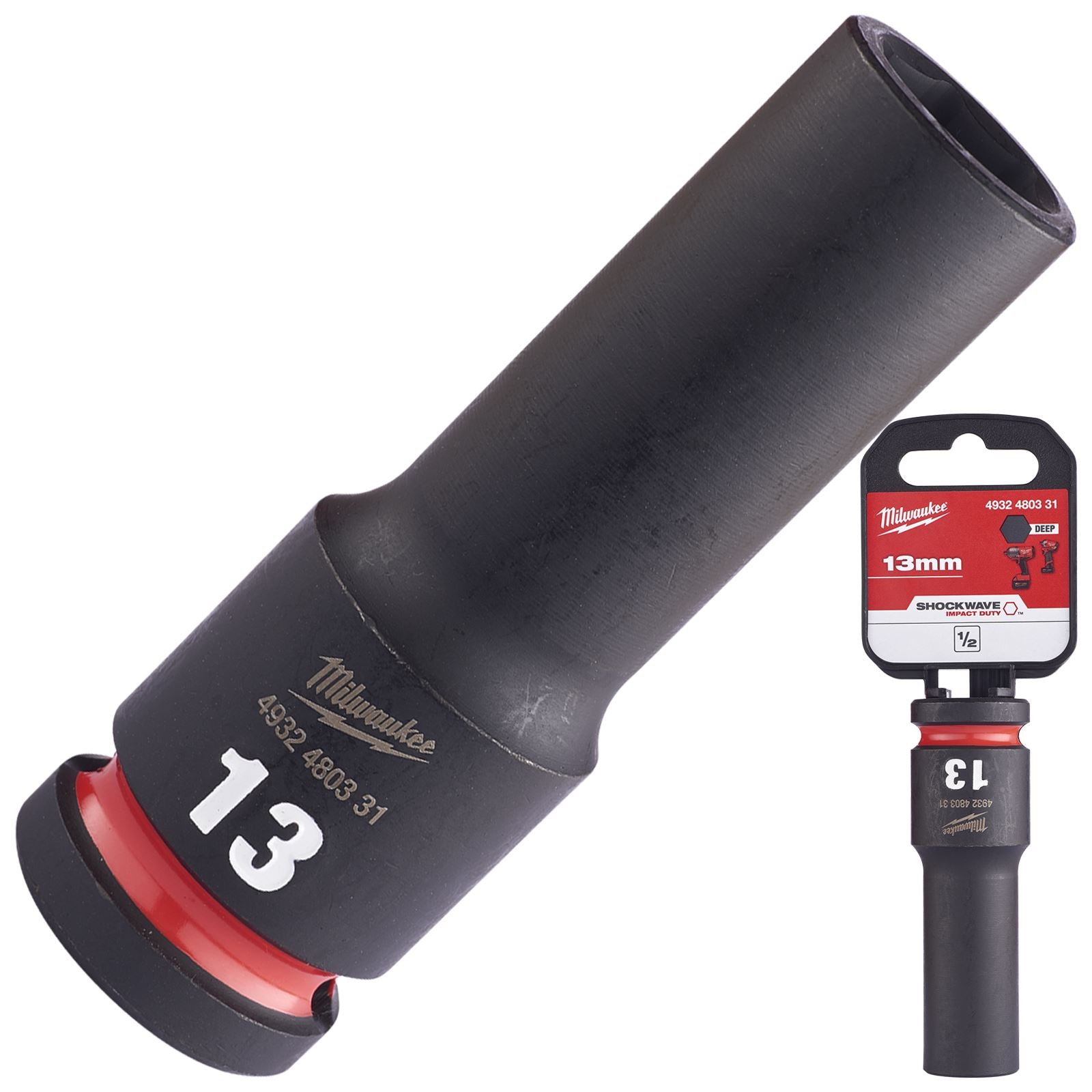 Milwaukee Impact Sockets Deep 1/2" Drive 8-36mm SHOCKWAVE Impact Duty 