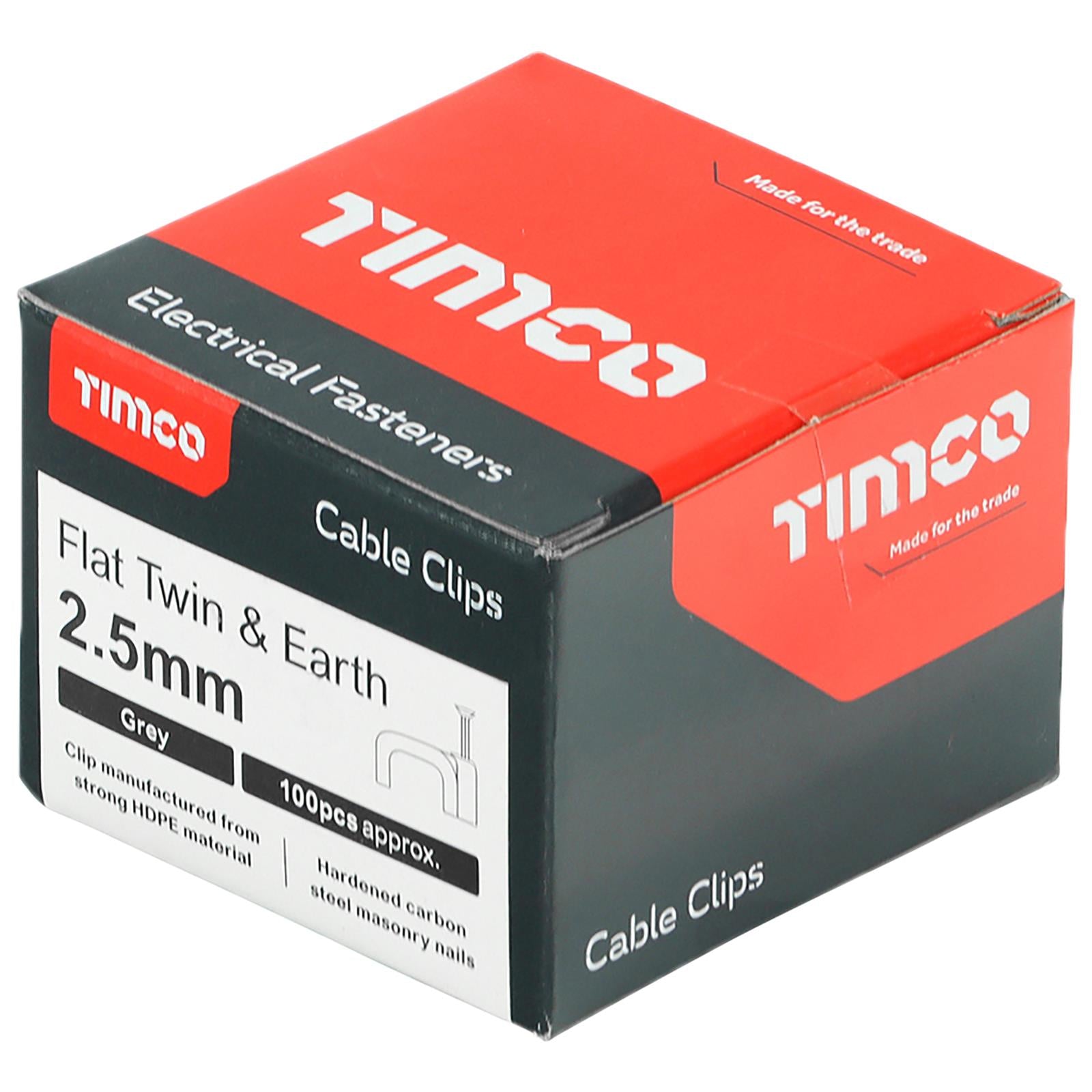 TIMCO Cable Clips Flat Twin and Earth 100 Box 1.5-10mm Choose Size