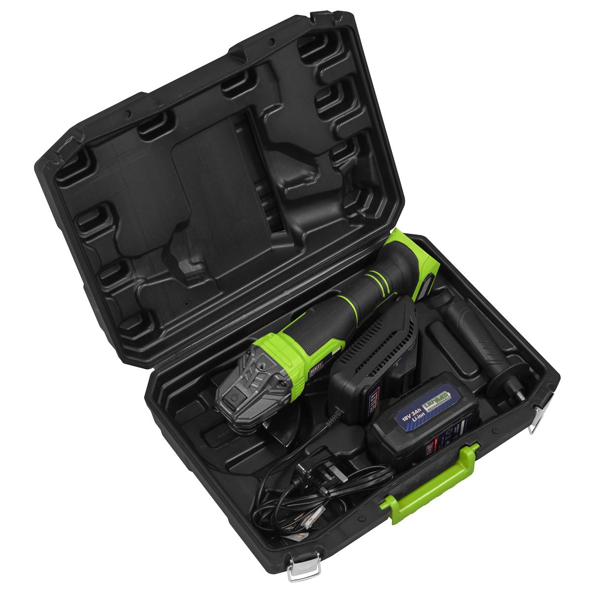 Sealey 18V 3Ah 115mm Cordless Angle Grinder - Green  White Rose Tools