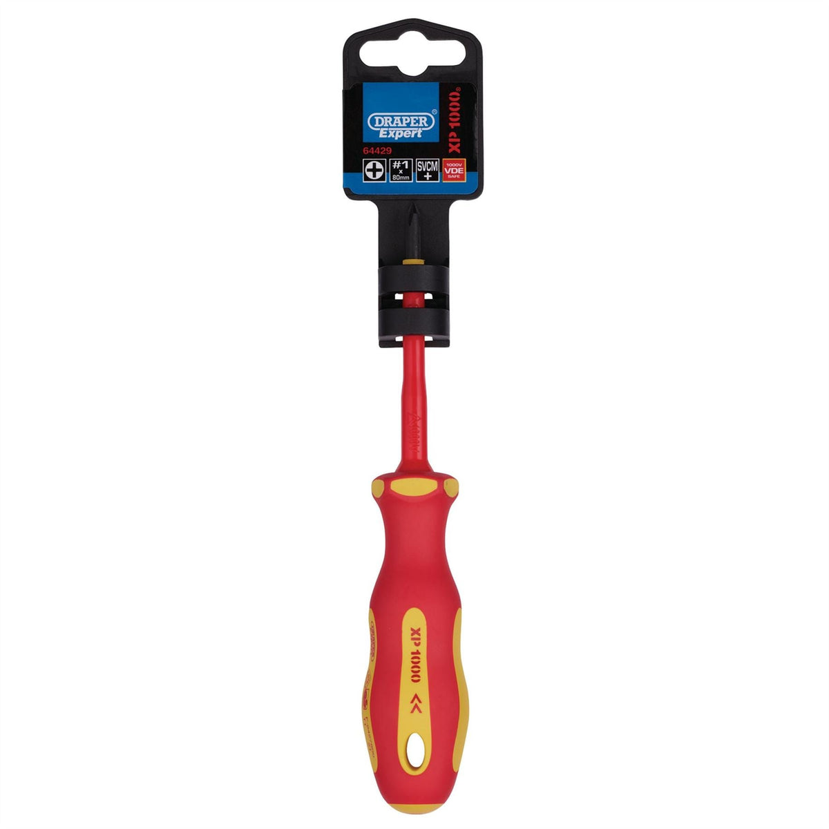 Draper XP1000 VDE Cross Slot Screwdriver No.1 x 80mm 64429  White Rose Tools