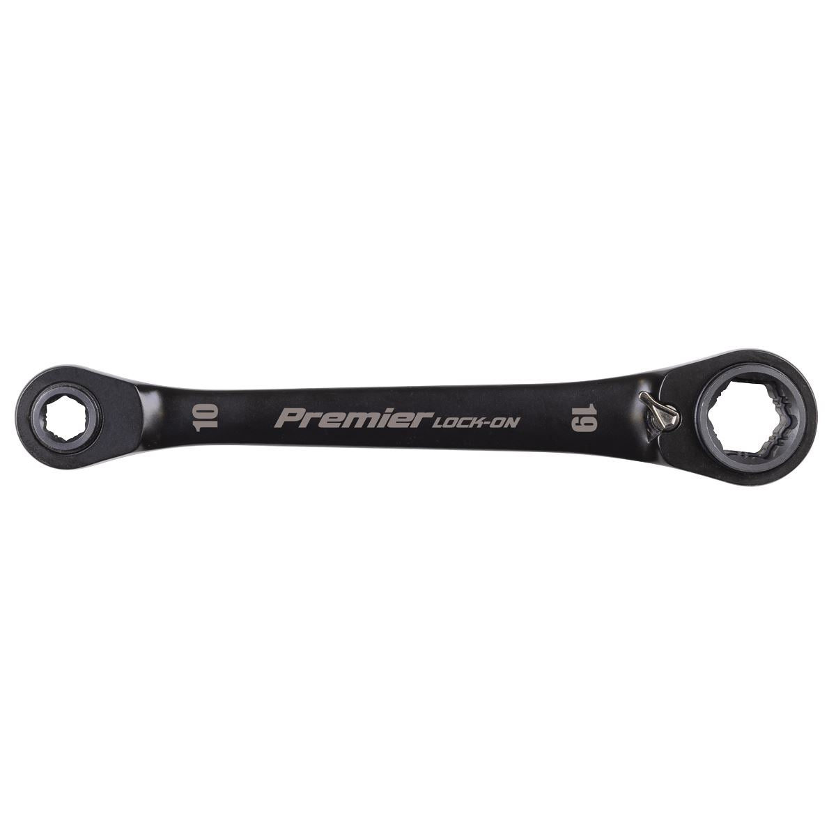 Sealey Premier Black Black Series 4-in-1 Reversible Lock-On™ Ratchet Ring Spanner  White Rose Tools