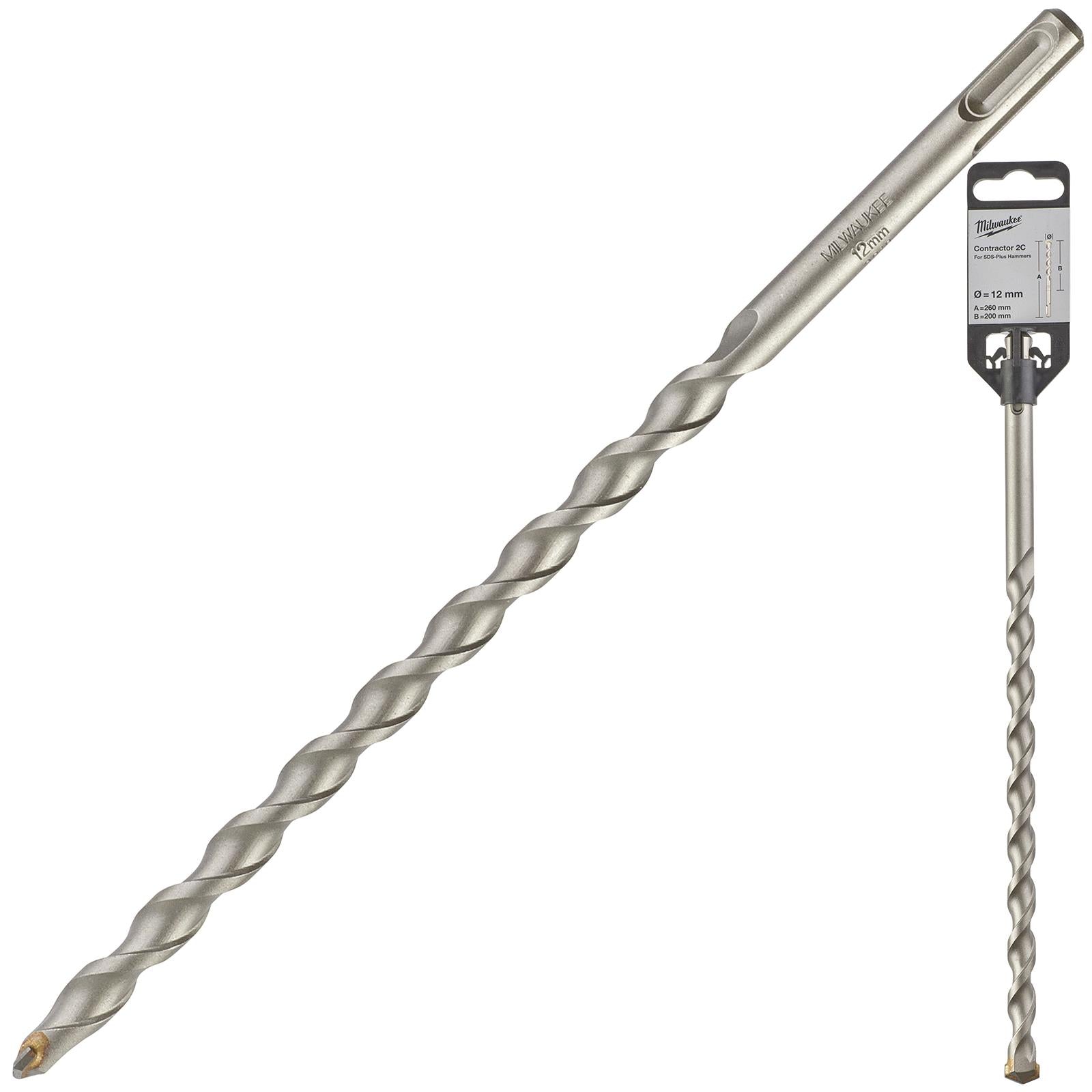 Milwaukee SDS Plus Contractor Hammer Drill Bits 2 Cut 