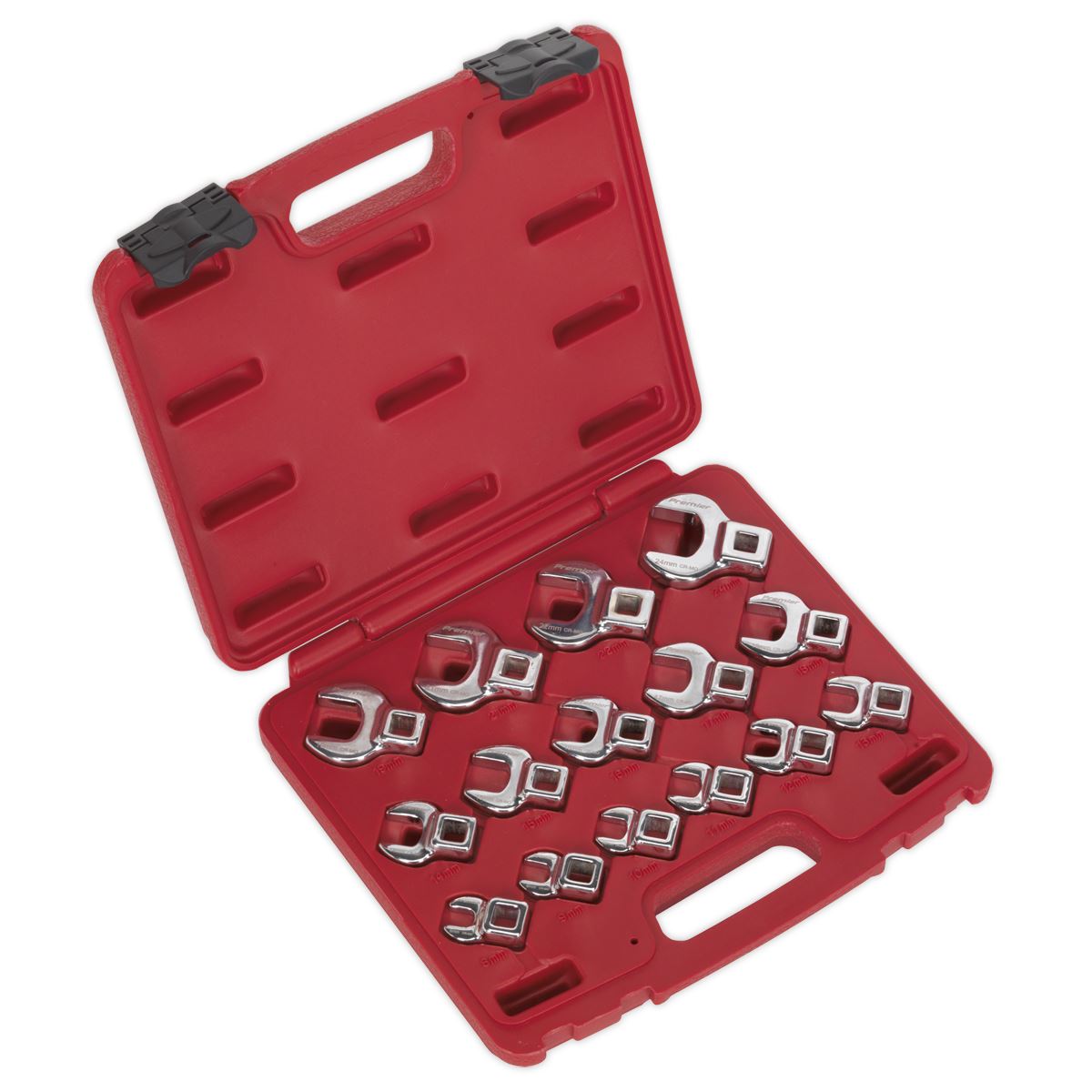 Sealey Premier Crow's Foot Open-End Spanner Set 15pc 3/8"Sq Drive Metric 