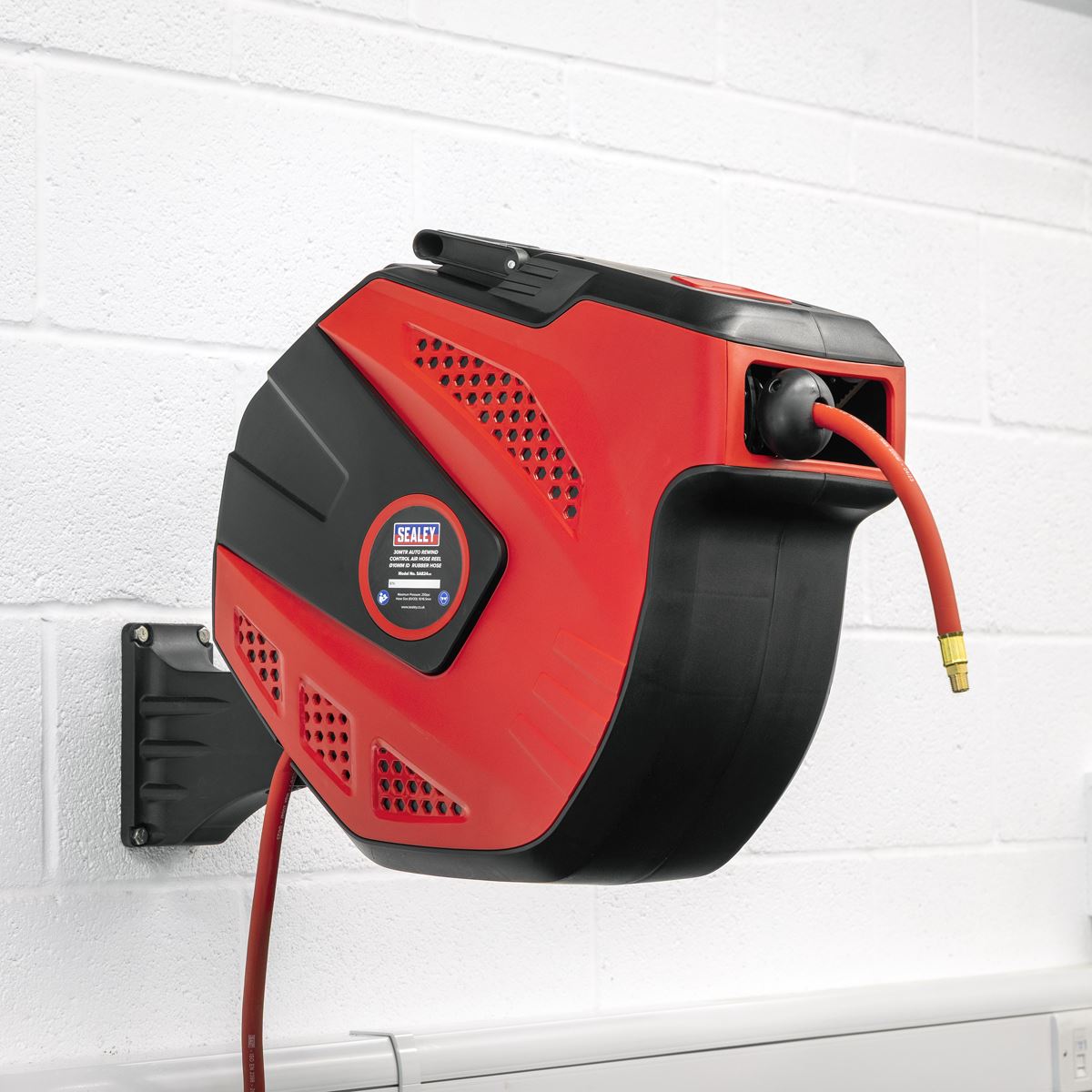 Sealey Air Hose Reel Auto-Rewind Control 30m Ø10mm ID - Rubber Hose 