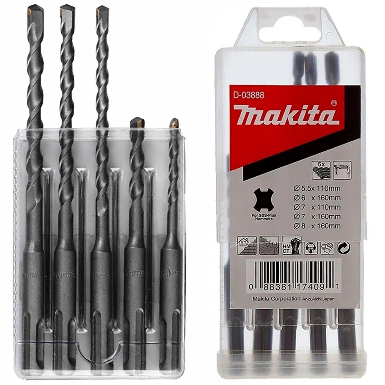 Makita SDS Plus Hammer Drill Bit Set 5 Piece 2 Cut 5.5-8mm D-03888 