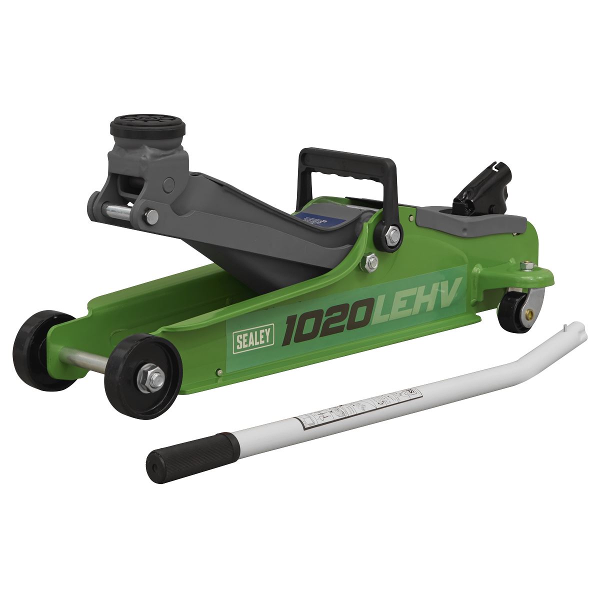 Sealey Trolley Jack 2tonne Low Entry Short Chassis - Hi-Vis Green