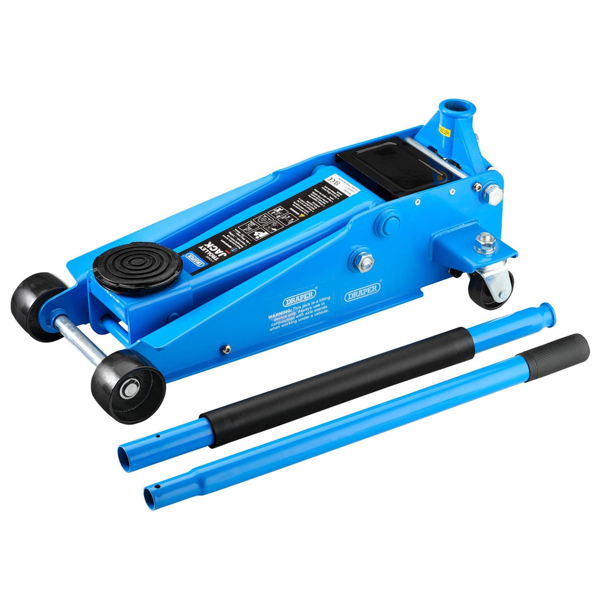 Draper Heavy Duty Trolley Jack with Twin Pistons 3 Tonne 16407  White Rose Tools