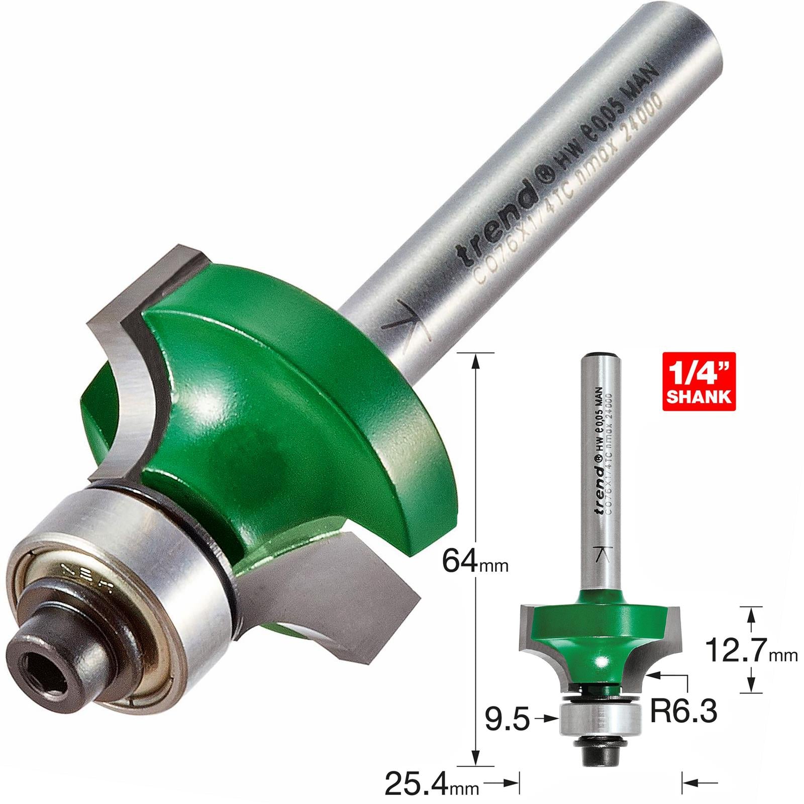 Trend Rounding Over 6.3mm Radius X 12.7mm Cut  C076X1/4TC 