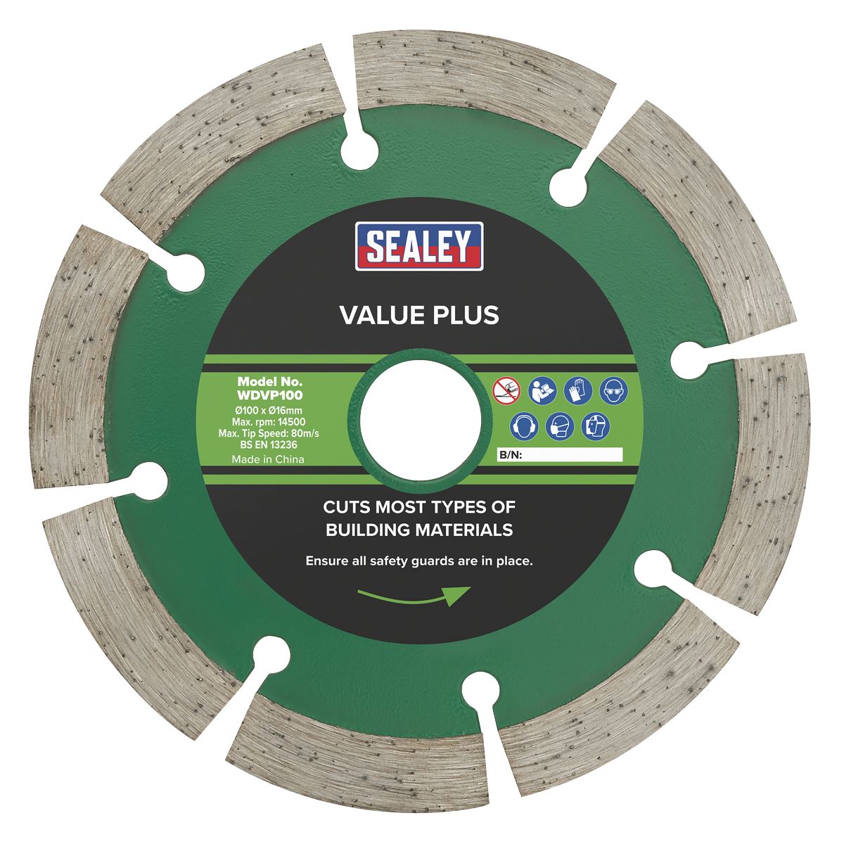 Worksafe by Sealey Value Plus Diamond Blade Ø100 x Ø16mm