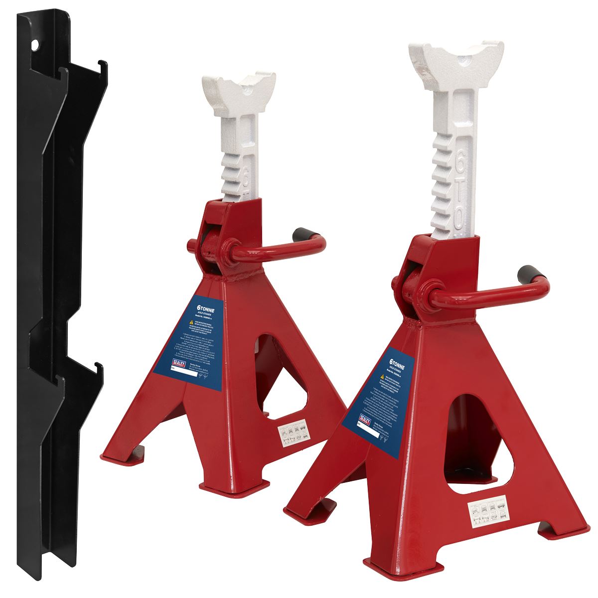 Sealey Axle Stand & Axle Stand Storage Rack Combo 6 Tonne