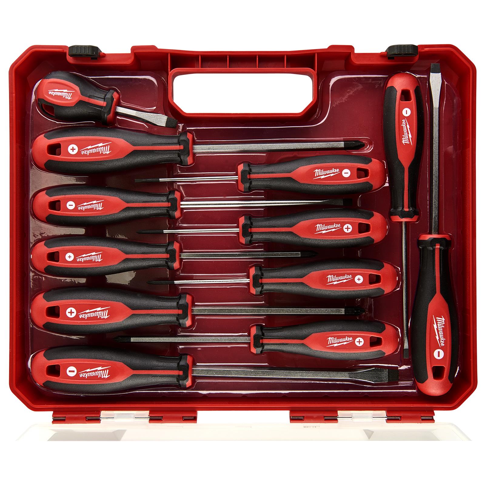 Milwaukee Tri-Lobe Screwdriver Set 12 Piece in Case Pozi Phillips Slotted 