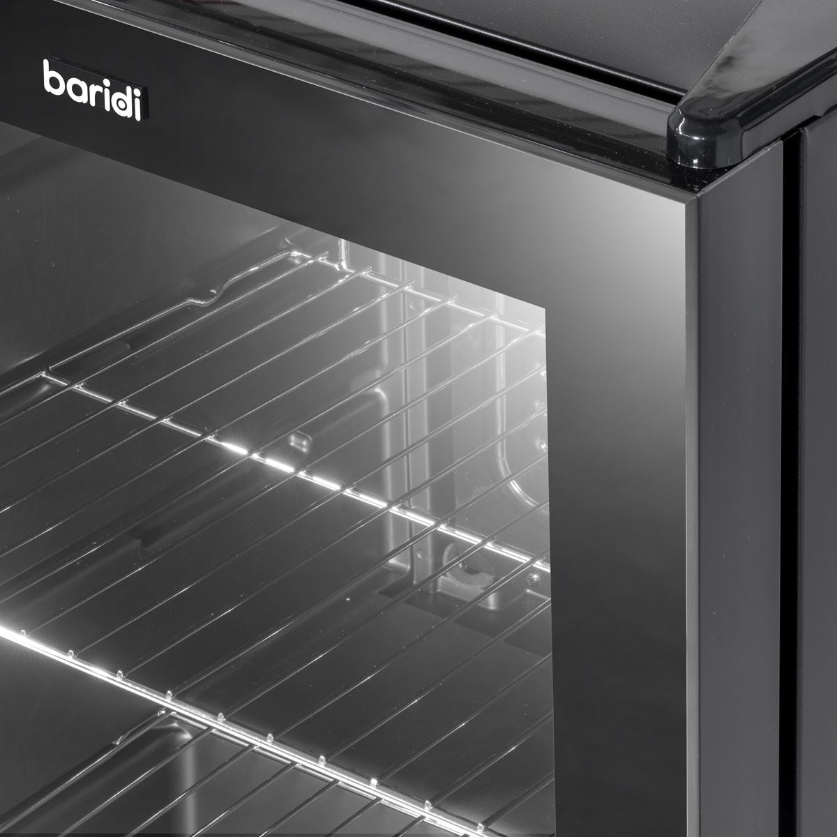 Baridi 40L Drinks Mini Fridge with LED Light, Black and Glass Door