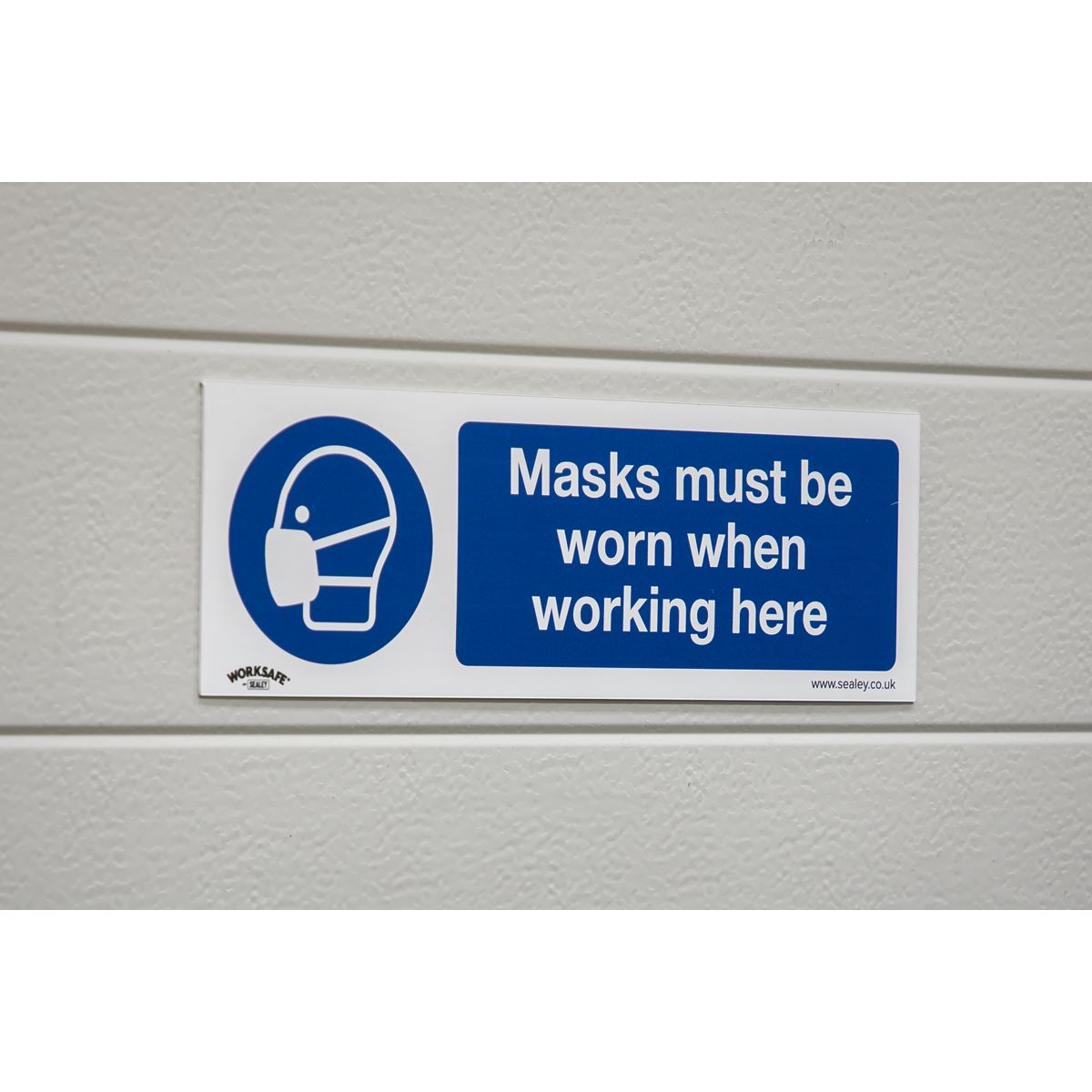 Worksafe by Sealey Mandatory Safety Sign - Masks Must Be Worn - Self-Adhesive Vinyl - Pack of 10