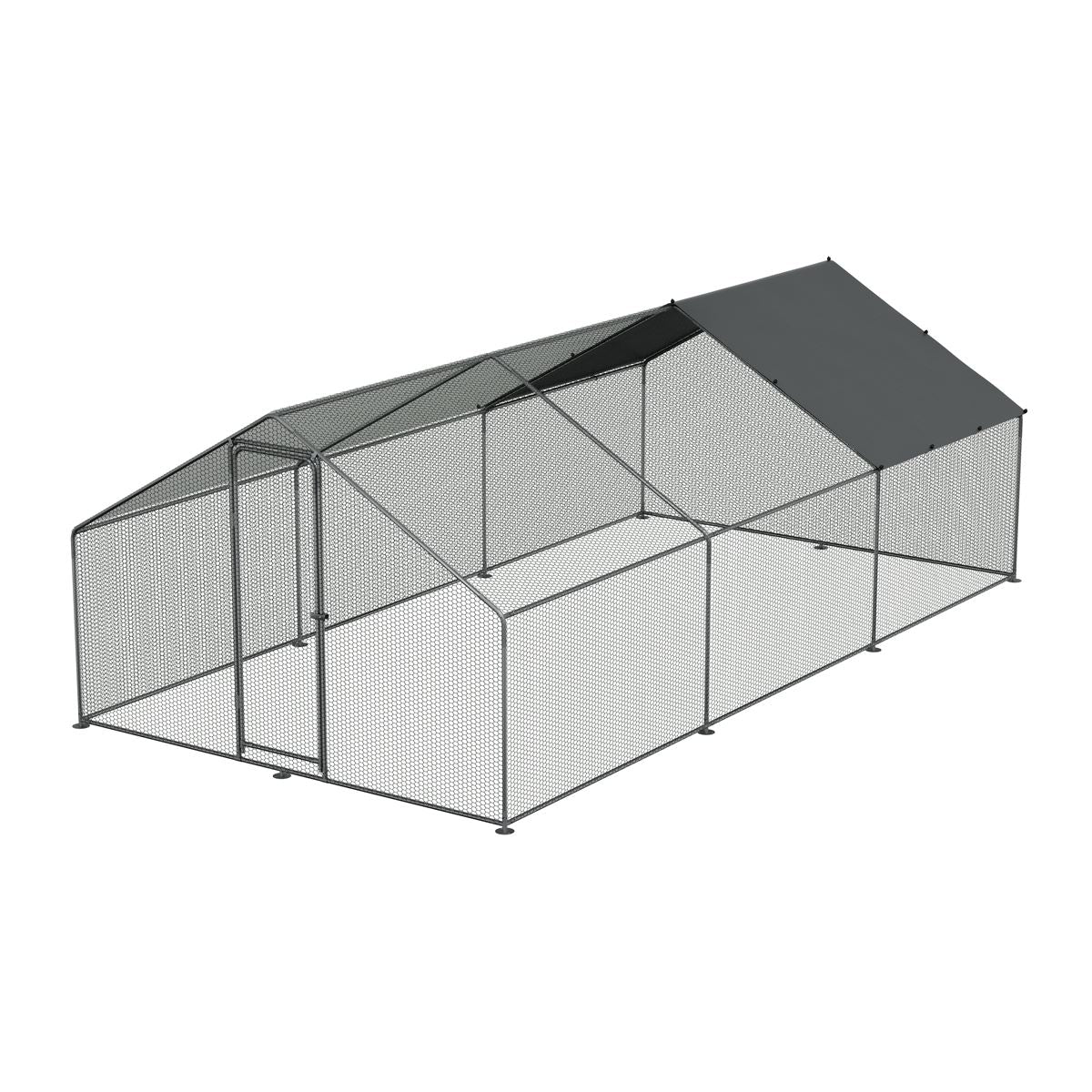 Dellonda 3 x 6 x 2m Walk-In Chicken Run, Galvanized Steel, Roof Cover, PVC Coated Chicken Wire