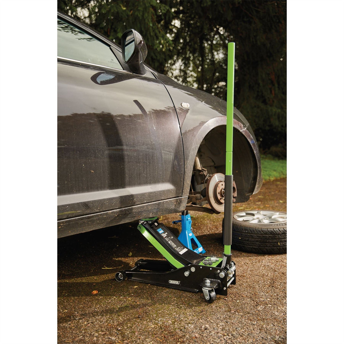 Draper Trolley Jack 3 Tonne Green 28485  White Rose Tools