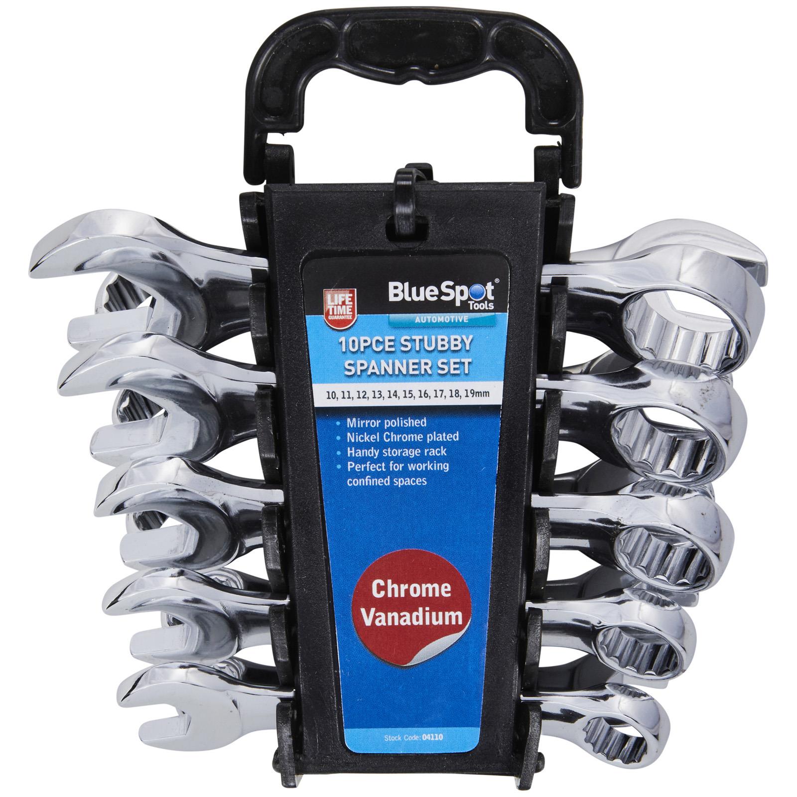 BlueSpot Stubby Combination Spanner Set Metric 10-19mm 10 Piece