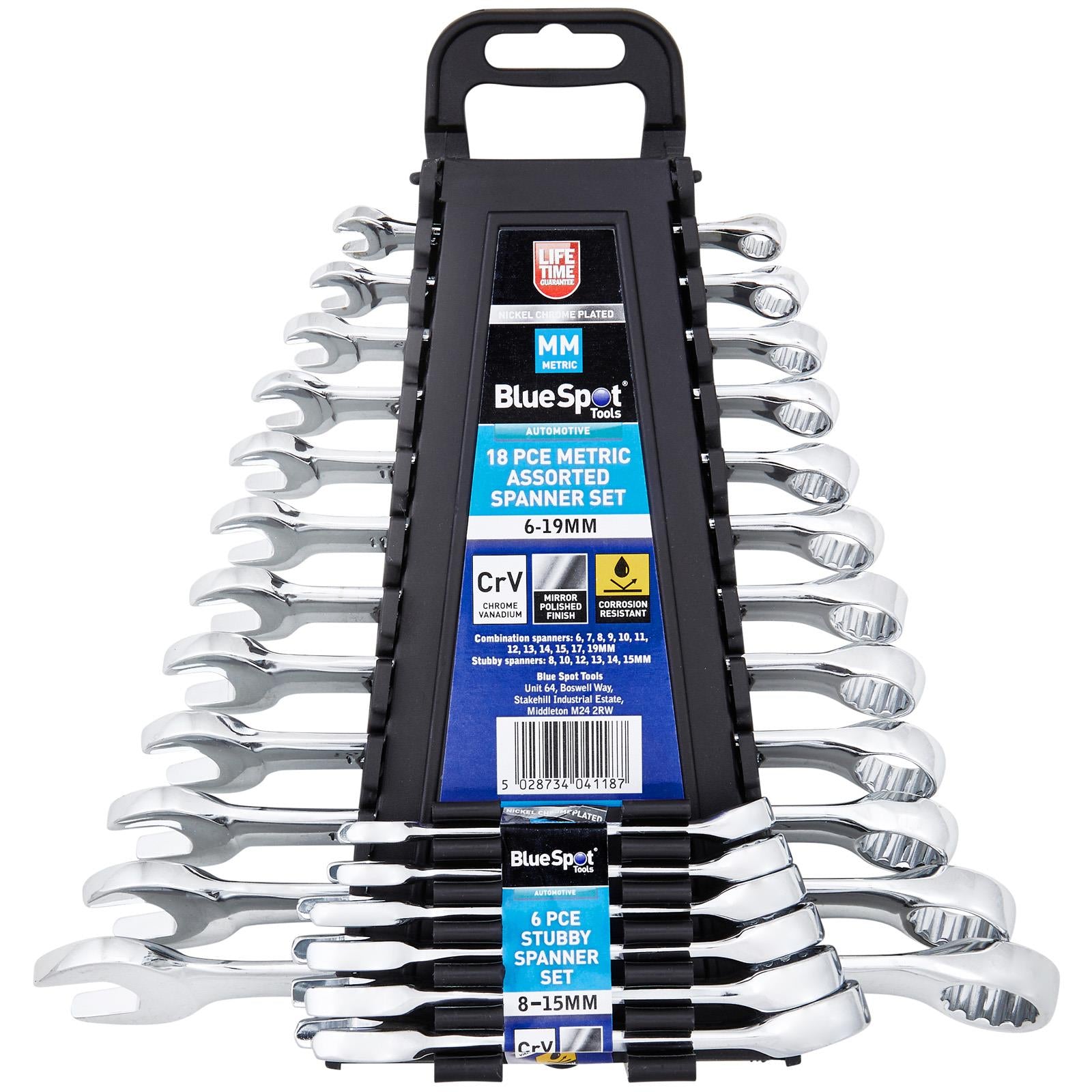 BlueSpot Assorted Combination Spanner Set Metric 6-19mm 18 Piece