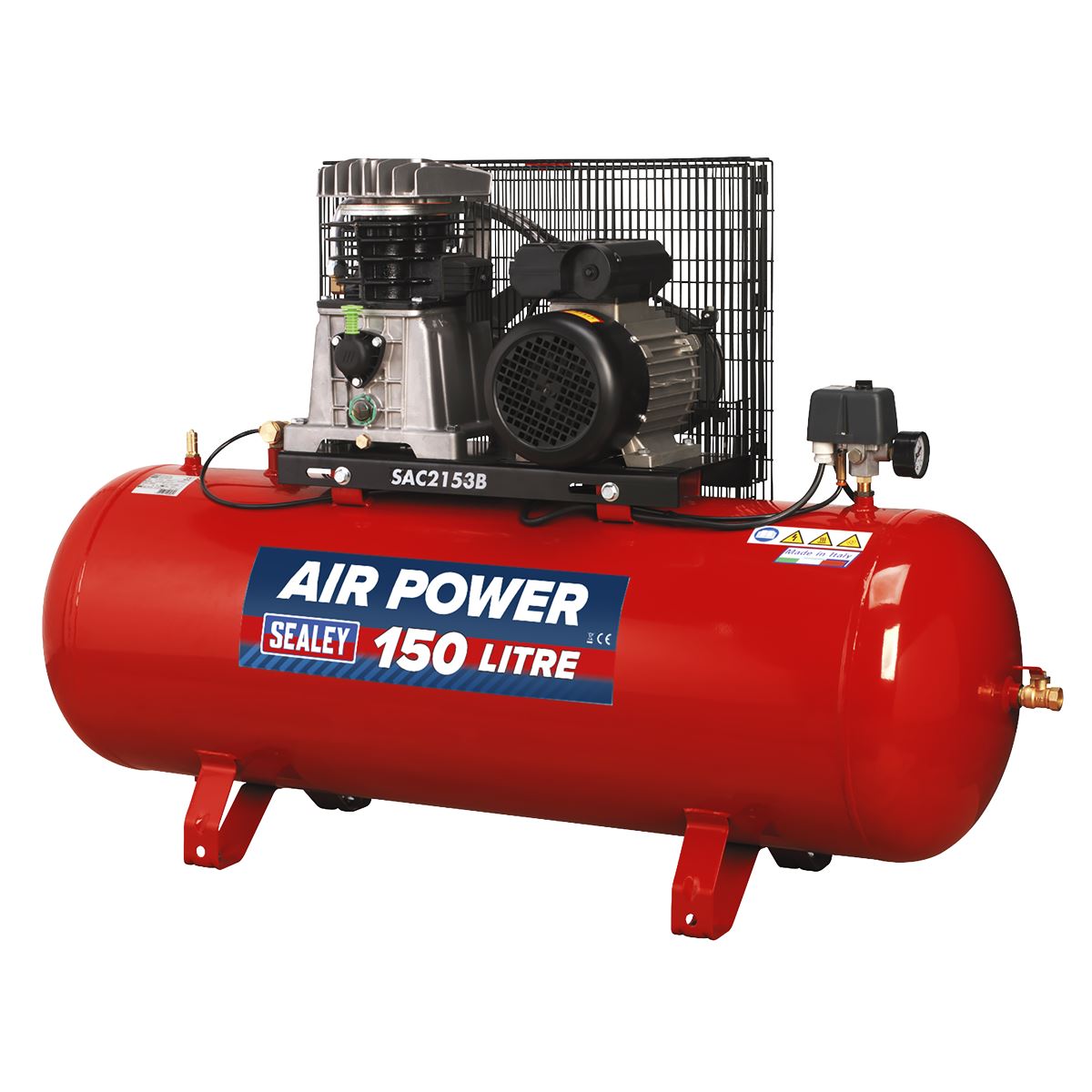 Sealey 150L Belt Drive Air Compressor with Cast Cylinders 3hp