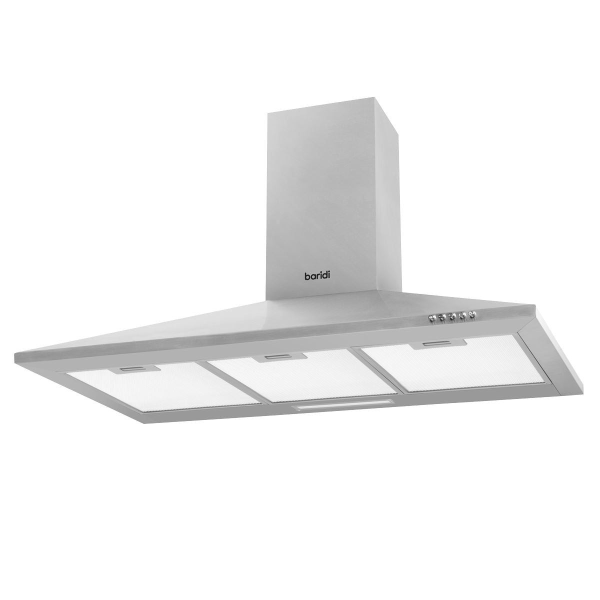 Baridi 90cm Chimney Style Cooker Hood with Carbon Filters, Stainless Steel